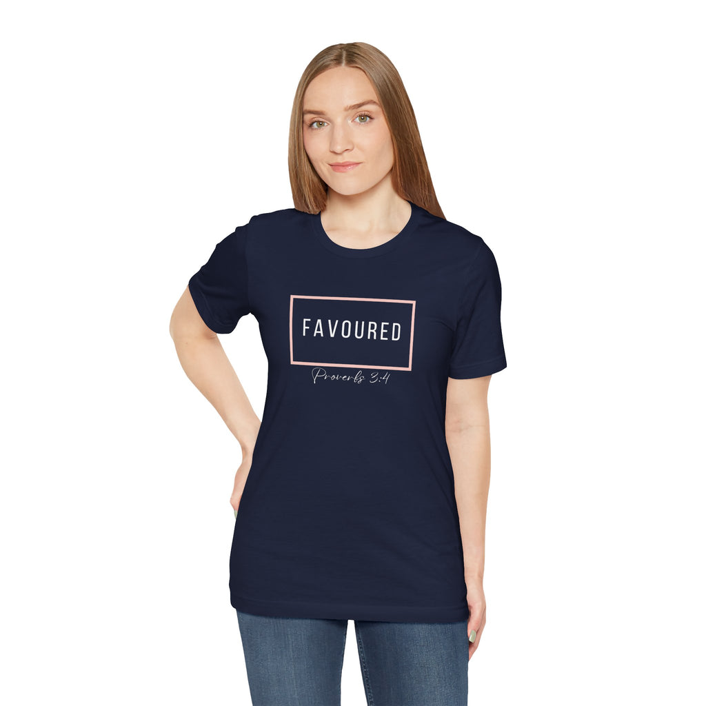 Favoured Christian T-Shirt – Proverbs 3:4 Scripture Tee | Faith-Based Unisex Shirt