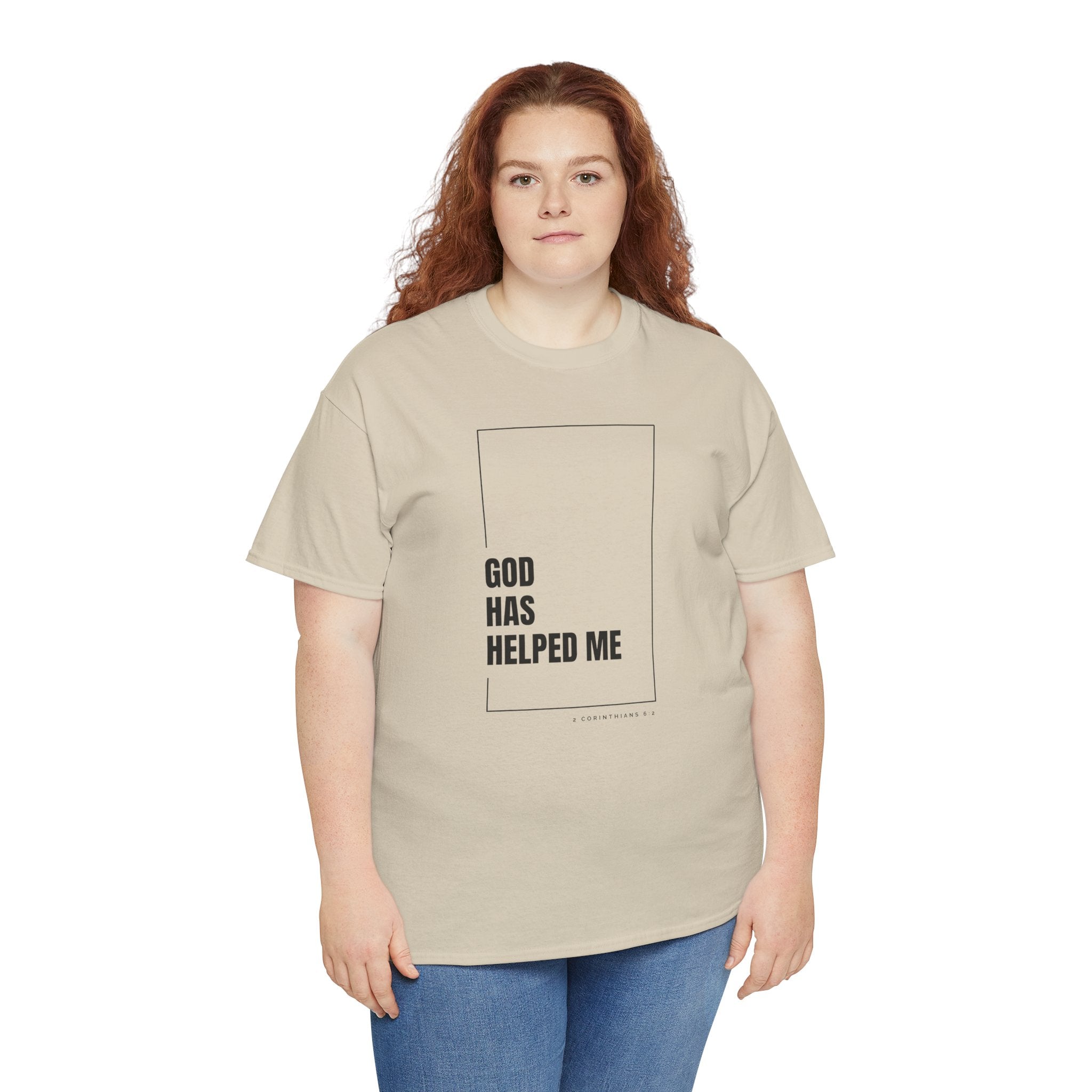 God Has Helped Me Christian T-Shirt – 2 Corinthians 6:2 Faith Tee | Unisex Heavy Cotton Shirt