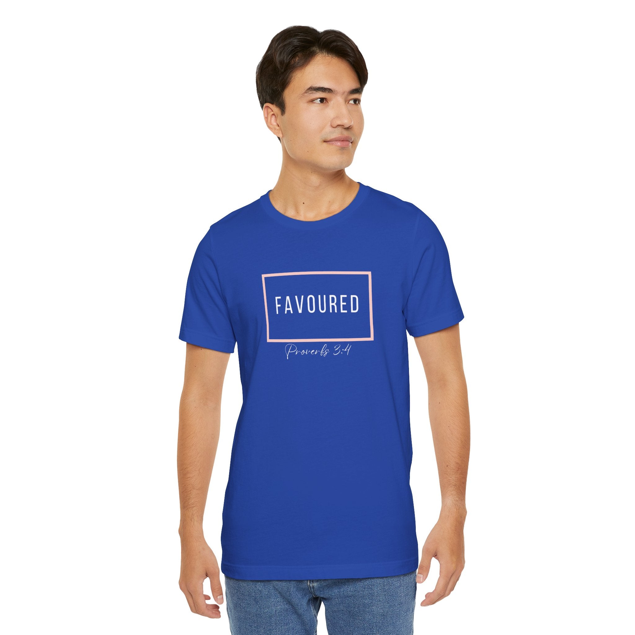 Favoured Christian T-Shirt – Proverbs 3:4 Scripture Tee | Faith-Based Unisex Shirt