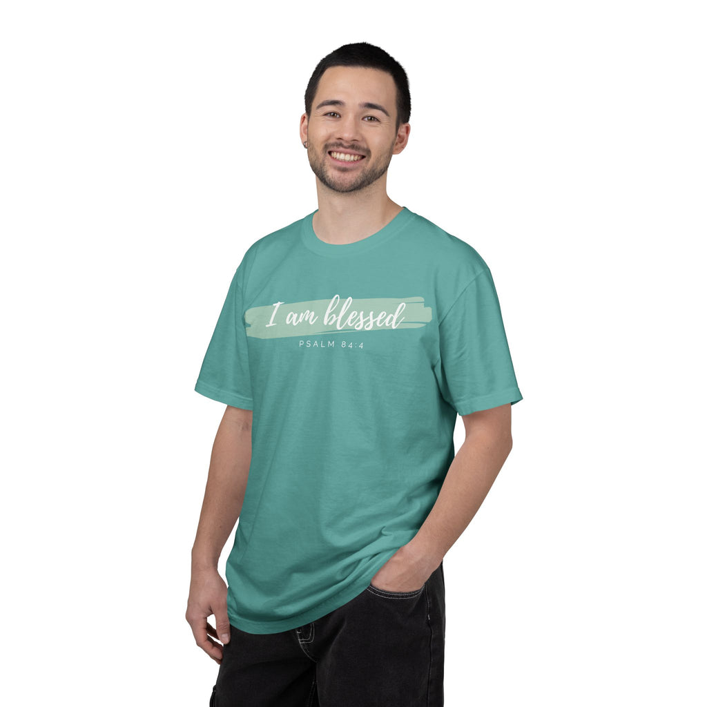 I Am Blessed Christian T-Shirt — Psalm 84:4 Scripture Tee | Garment-Dyed Faith Shirt