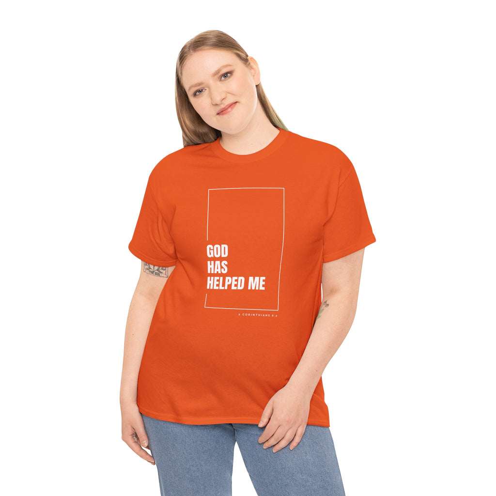 God Has Helped Me Christian T-Shirt – 2 Corinthians 6:2 Faith Tee | Unisex Heavy Cotton Shirt