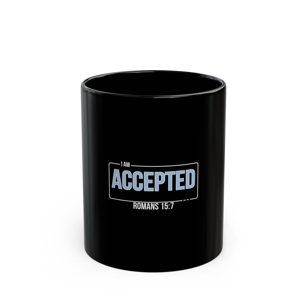 “I Am Accepted” Christian Ceramic Mug – Romans 15:7 Scripture Coffee Cup (11oz & 15oz) – Faith-Inspired Gift