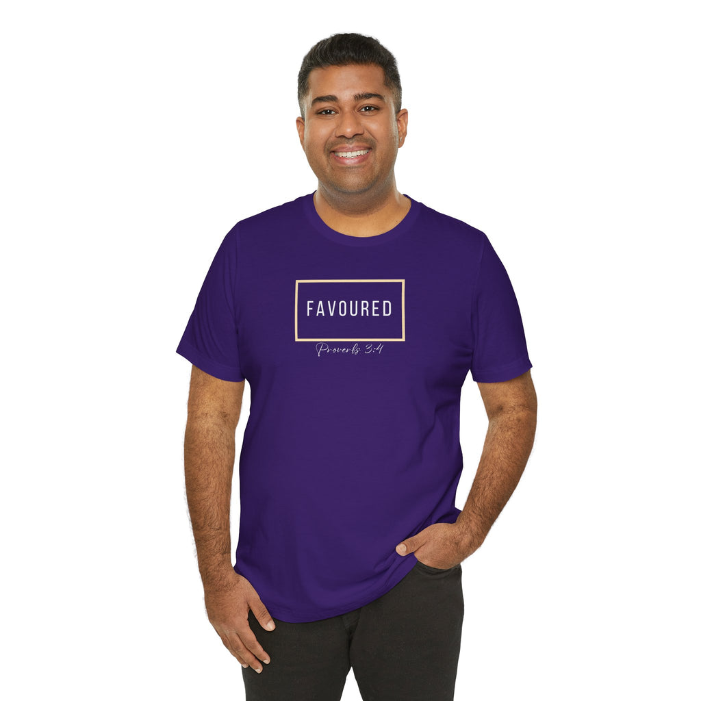 Favoured Christian T-Shirt – Proverbs 3:4 Scripture Tee | Faith-Based Unisex Shirt