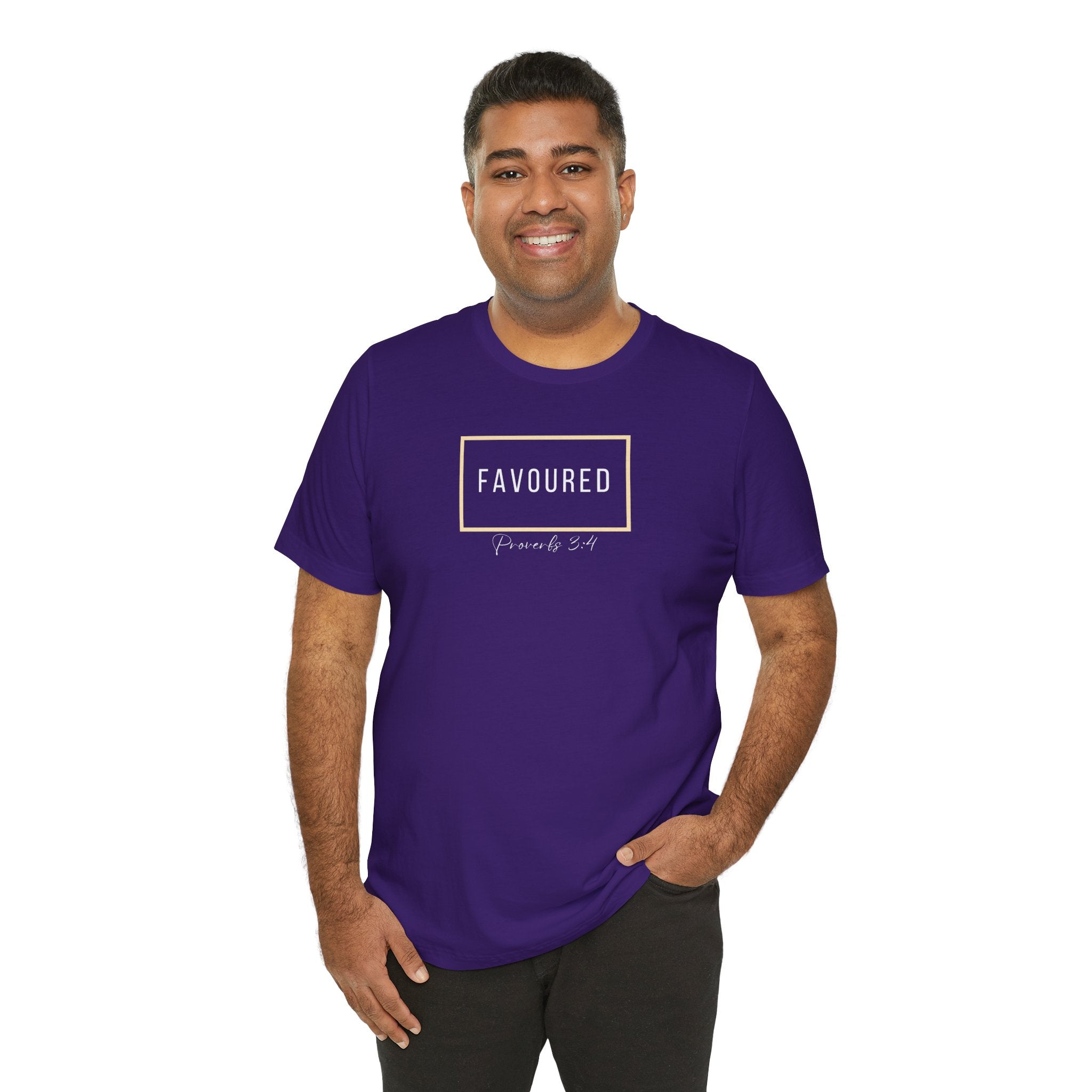 Favoured Christian T-Shirt – Proverbs 3:4 Scripture Tee | Faith-Based Unisex Shirt