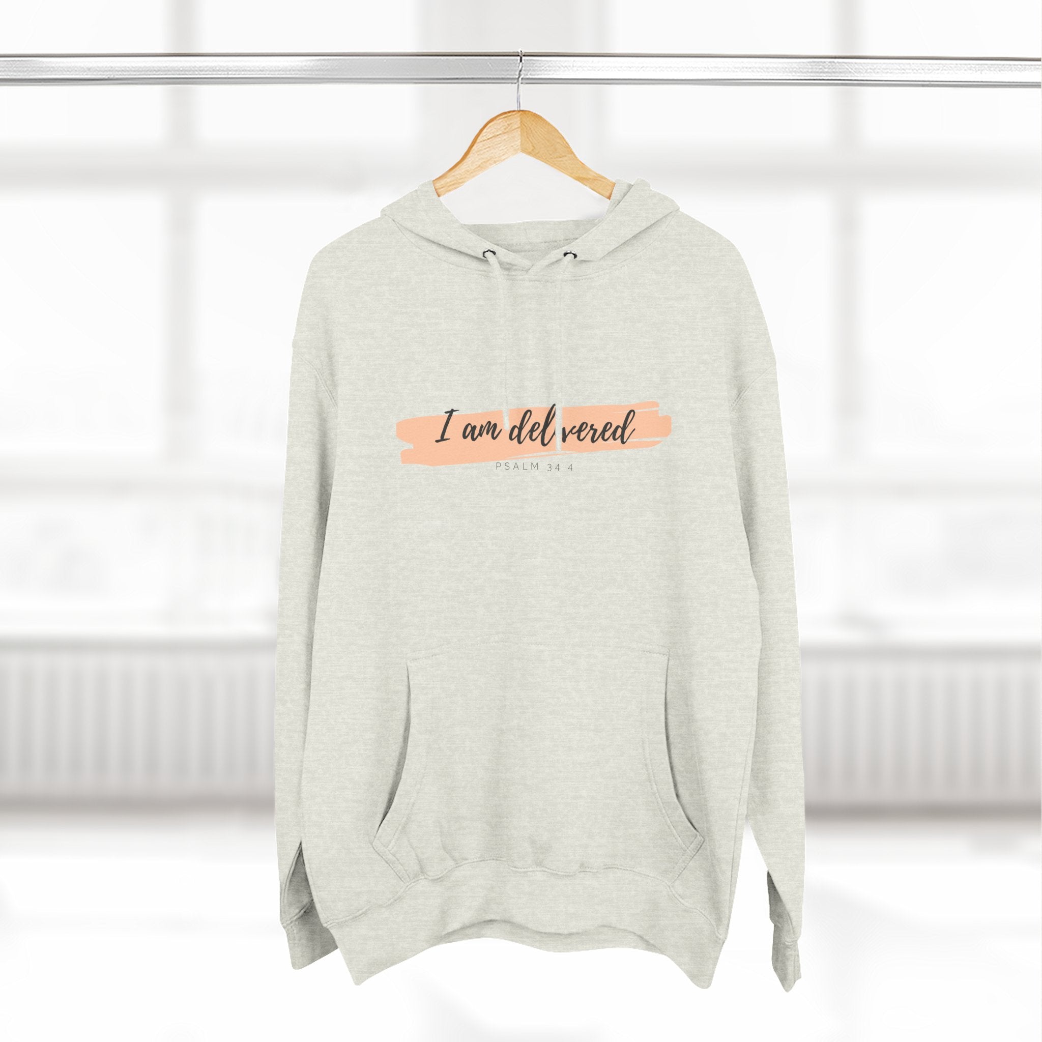 I Am Delivered Christian Hoodie — Psalm 34:4 Faith Hoodie | Inspirational Scripture Pullover | Unisex Christian Apparel
