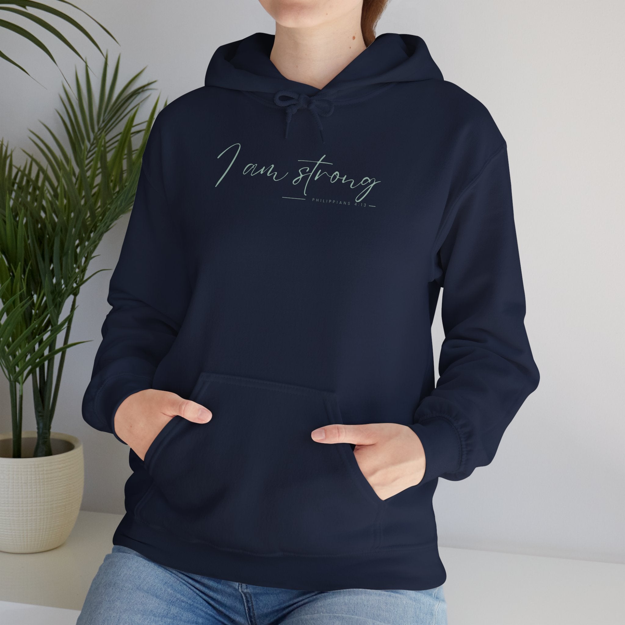 I Am Strong Hoodie – Philippians 4:13 Christian Unisex Faith Sweatshirt