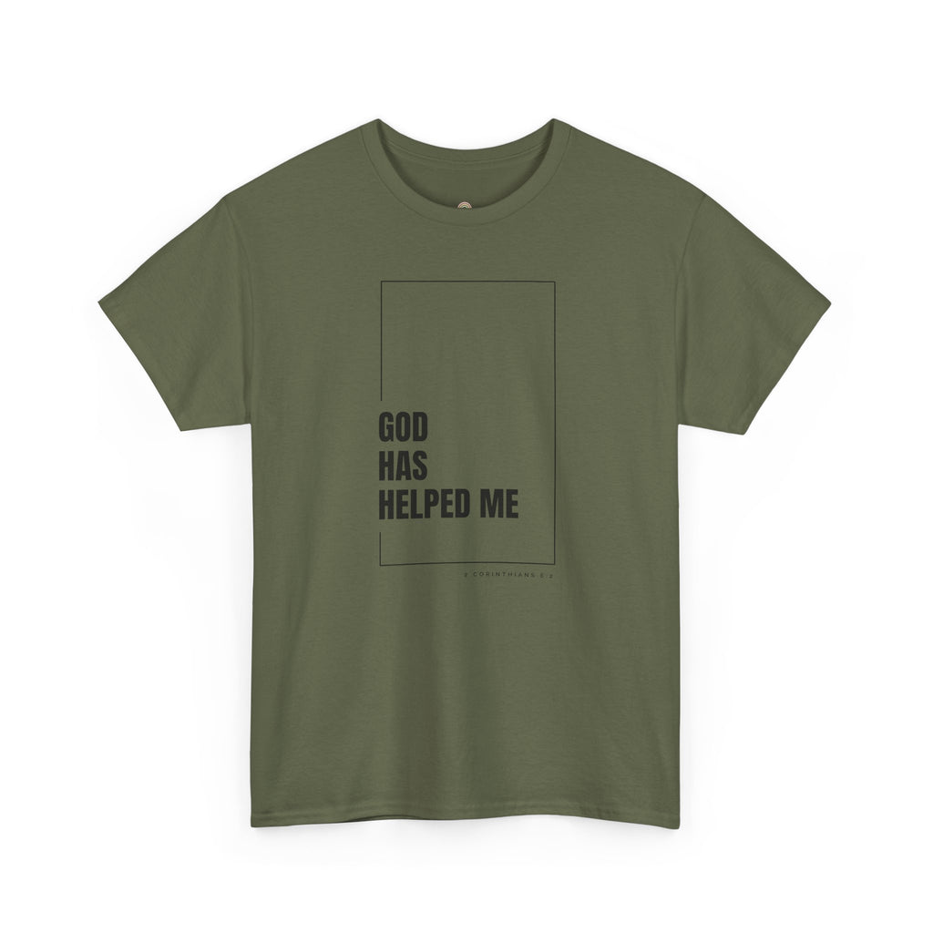 God Has Helped Me Christian T-Shirt – 2 Corinthians 6:2 Faith Tee | Unisex Heavy Cotton Shirt