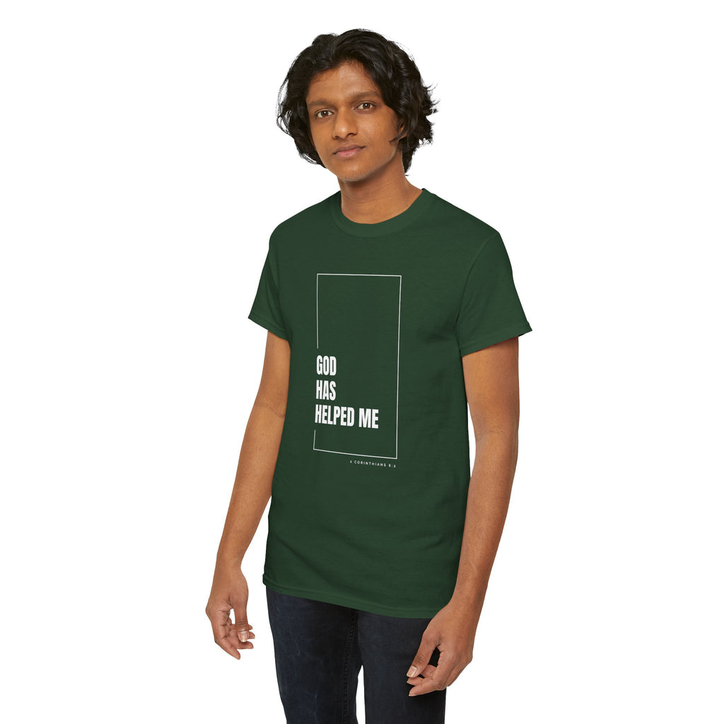 God Has Helped Me Christian T-Shirt – 2 Corinthians 6:2 Faith Tee | Unisex Heavy Cotton Shirt
