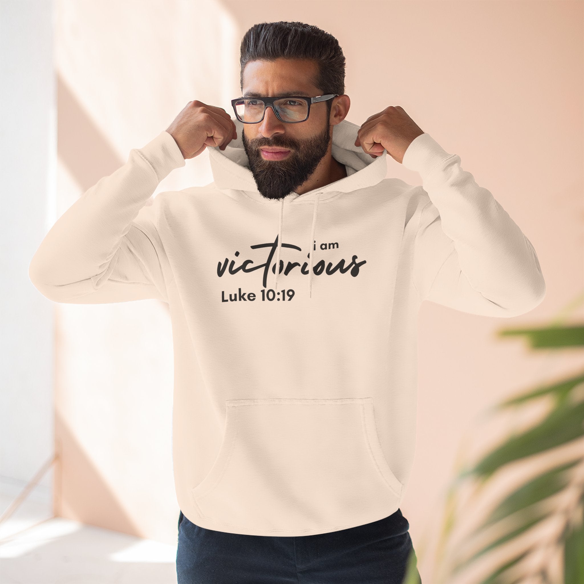 I Am Victorious Hoodie — Luke 10:19 Christian Scripture Fleece Pullover