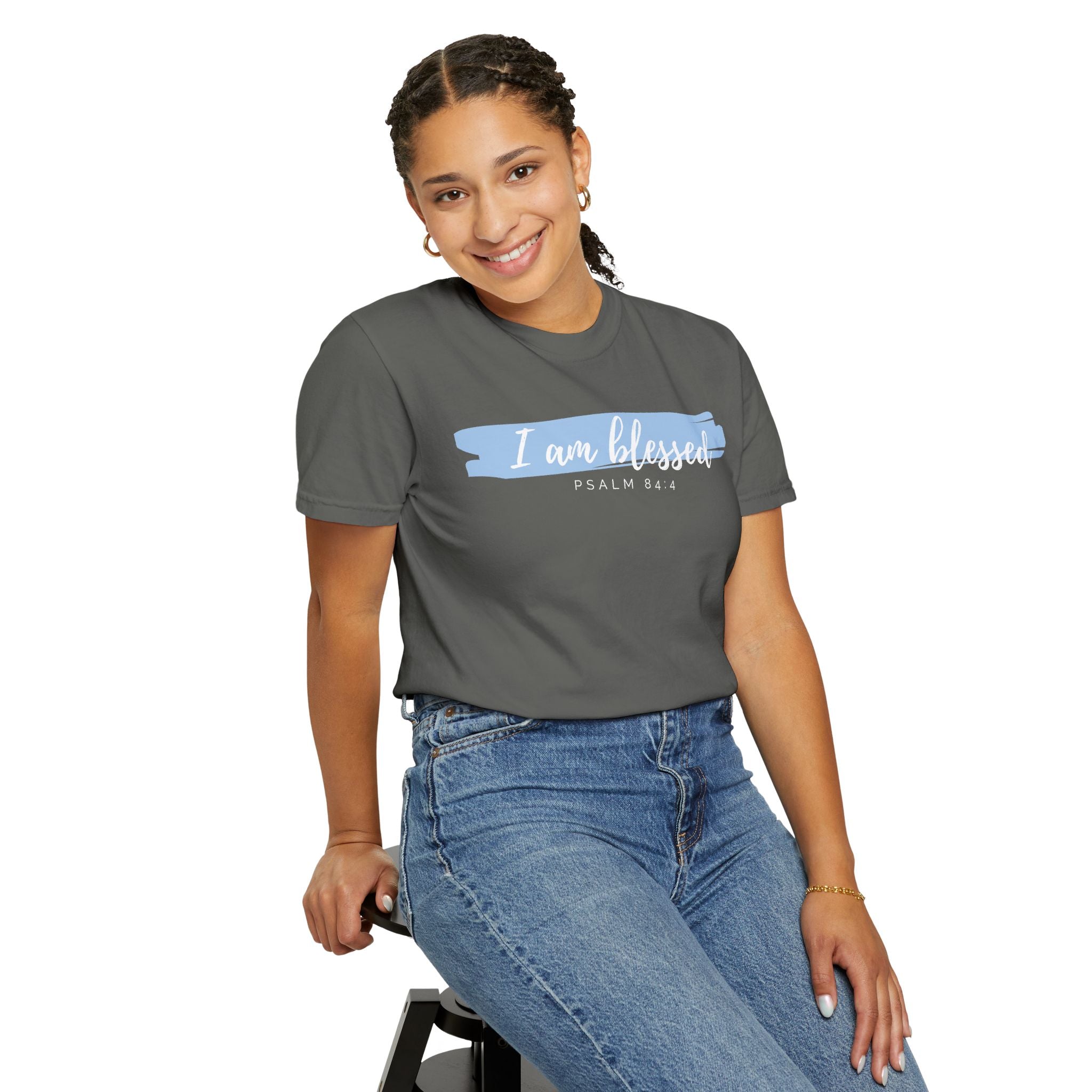 I Am Blessed Christian T-Shirt — Psalm 84:4 Scripture Tee | Garment-Dyed Faith Shirt