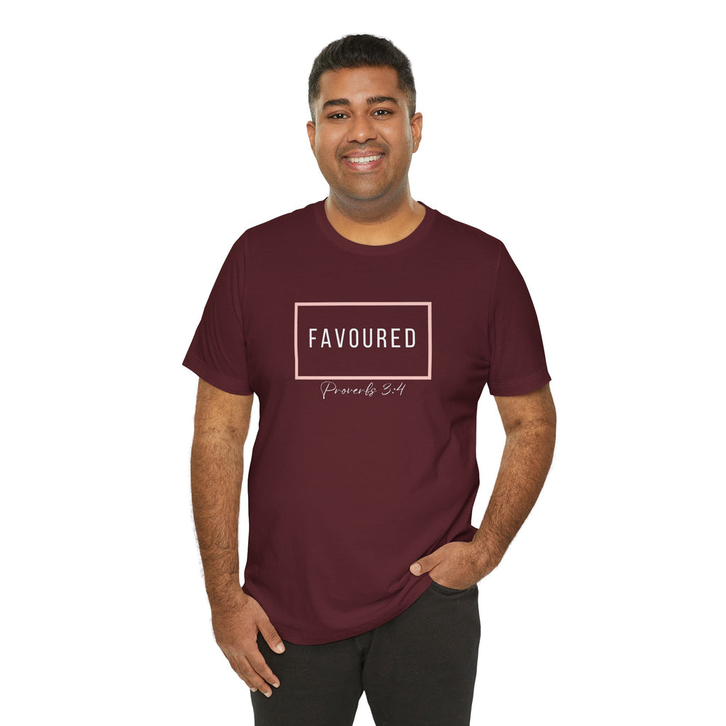 Favoured Christian T-Shirt – Proverbs 3:4 Scripture Tee | Faith-Based Unisex Shirt