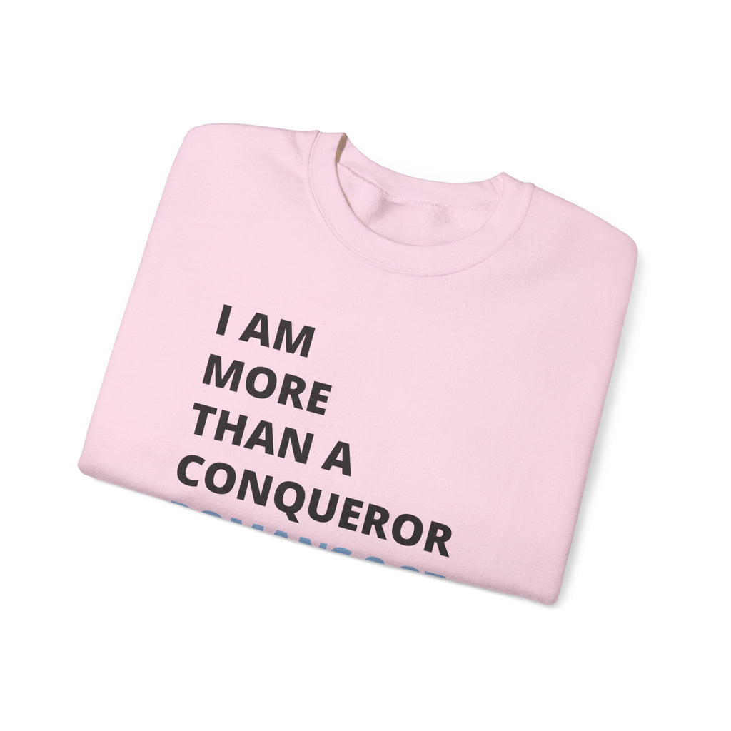 I Am More Than a Conqueror Sweatshirt – Romans 8:37 Christian Crewneck | Faith-Based Unisex Pullover