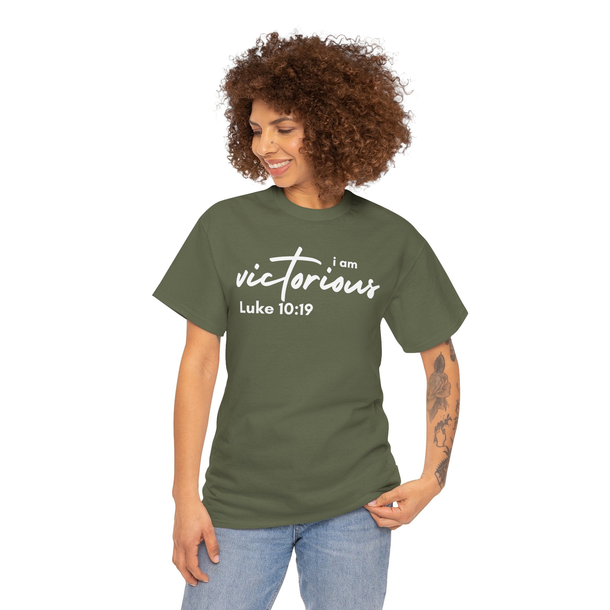 I Am Victorious Christian T-Shirt – Luke 10:19 Scripture Tee | Faith-Based Apparel