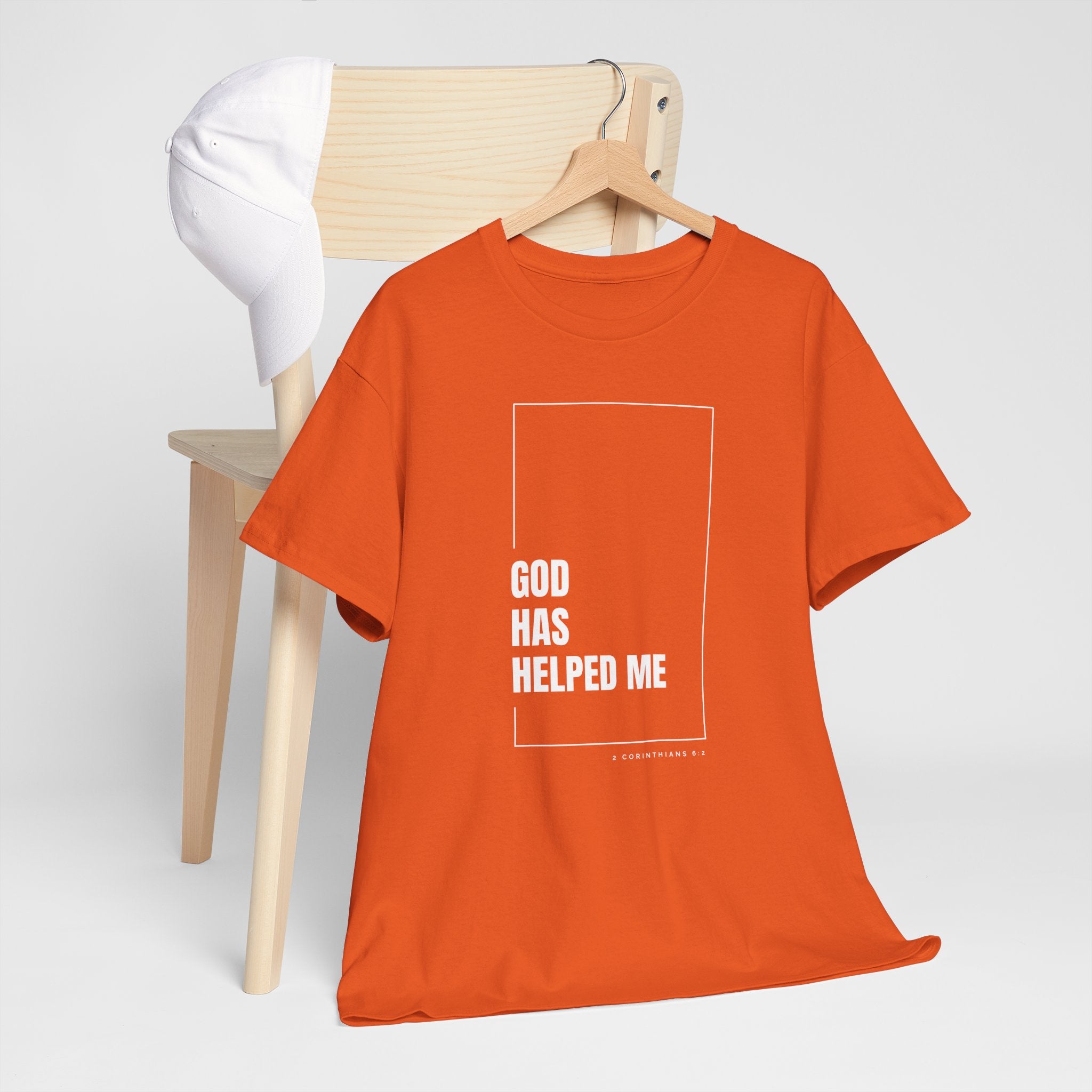 God Has Helped Me Christian T-Shirt – 2 Corinthians 6:2 Faith Tee | Unisex Heavy Cotton Shirt