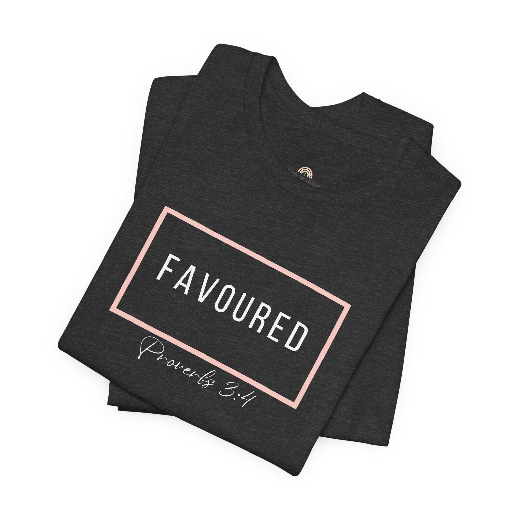 Favoured Christian T-Shirt – Proverbs 3:4 Scripture Tee | Faith-Based Unisex Shirt