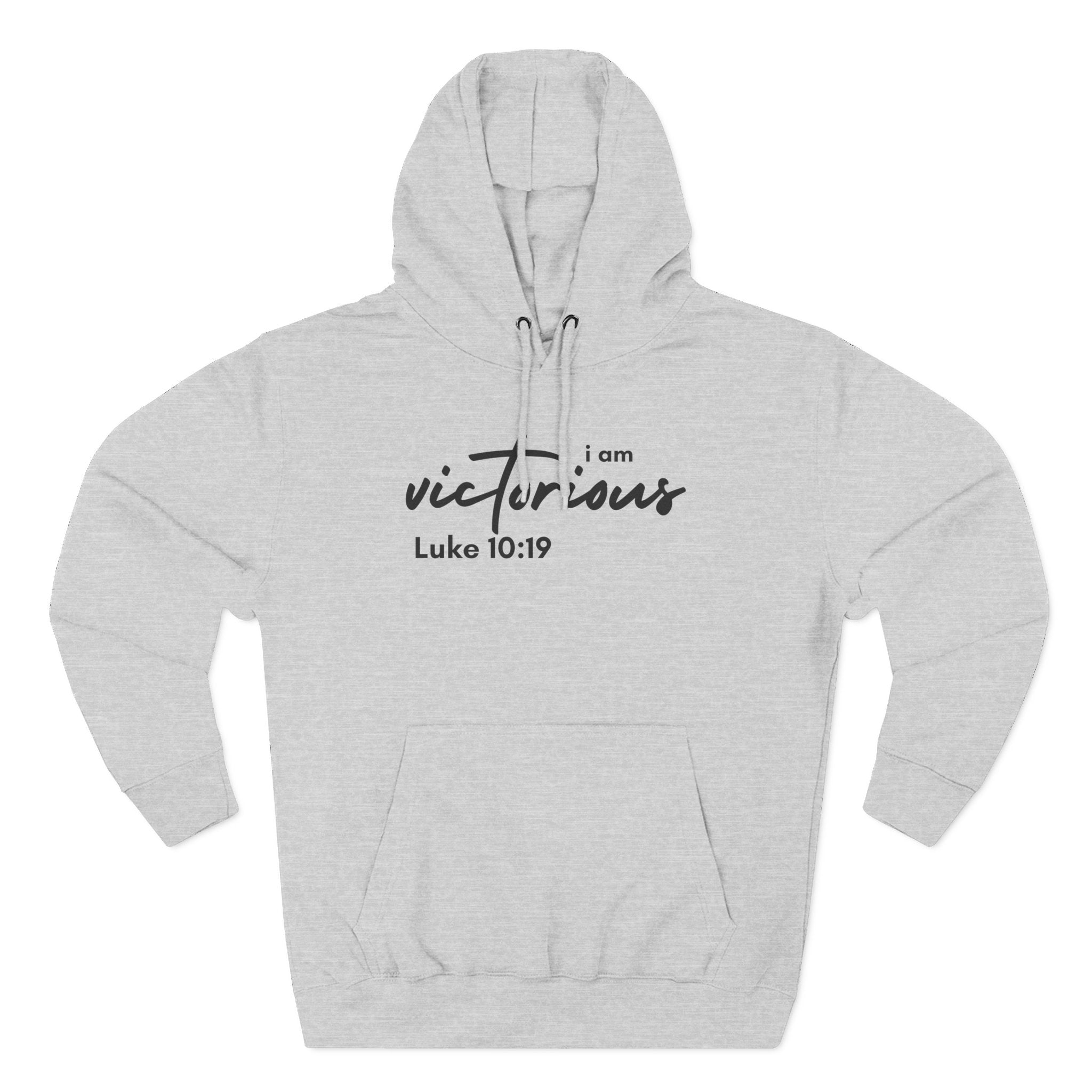 I Am Victorious Hoodie — Luke 10:19 Christian Scripture Fleece Pullover
