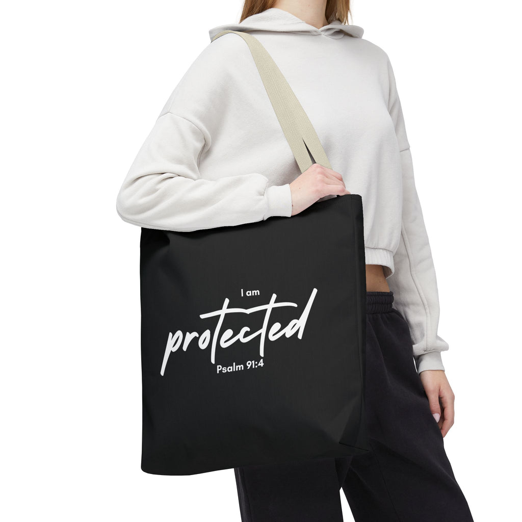 I Am Protected Tote Bag — Psalm 91:4 Christian Scripture Canvas Tote | Faith-Based Carryall