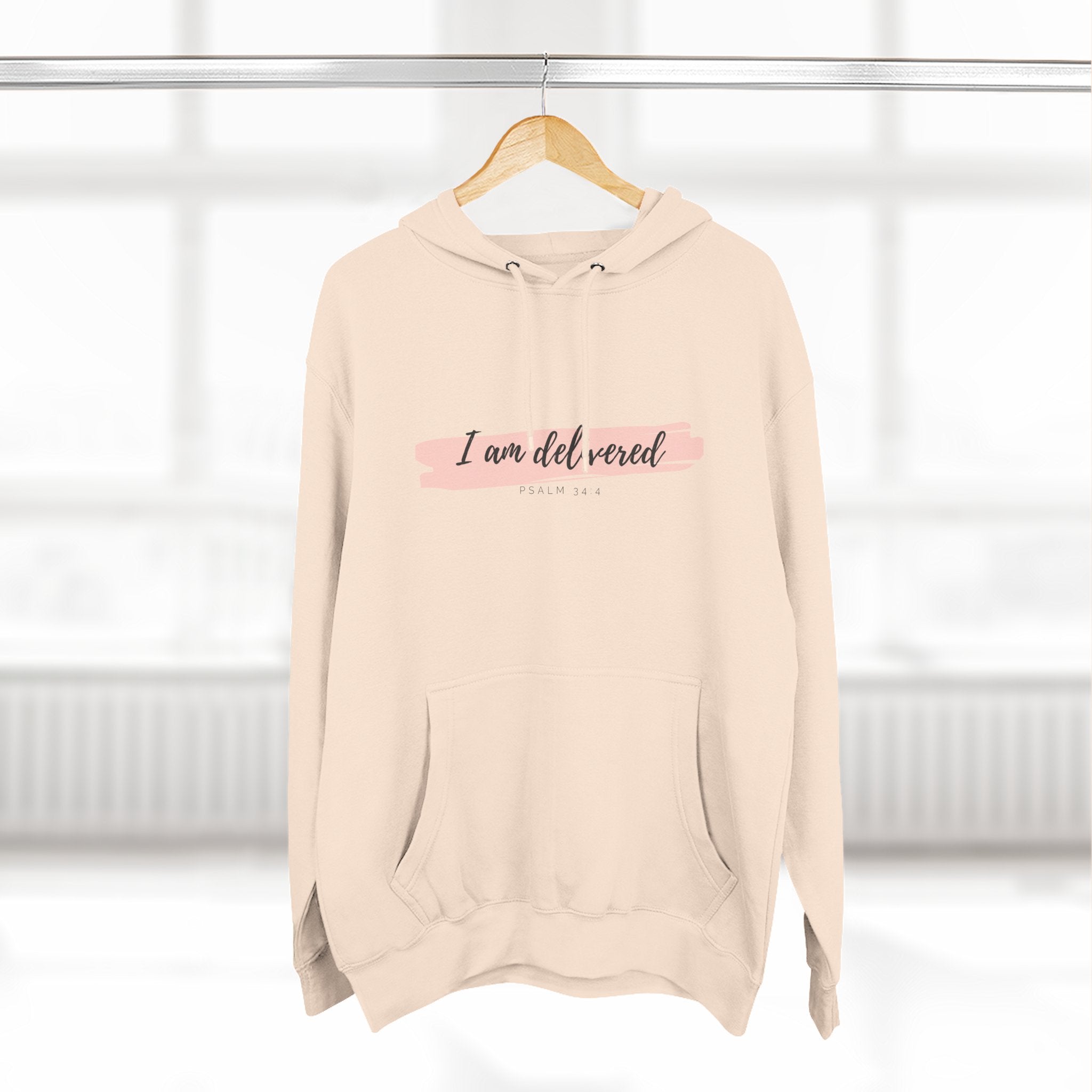 I Am Delivered Christian Hoodie — Psalm 34:4 Faith Hoodie | Inspirational Scripture Pullover | Unisex Christian Apparel