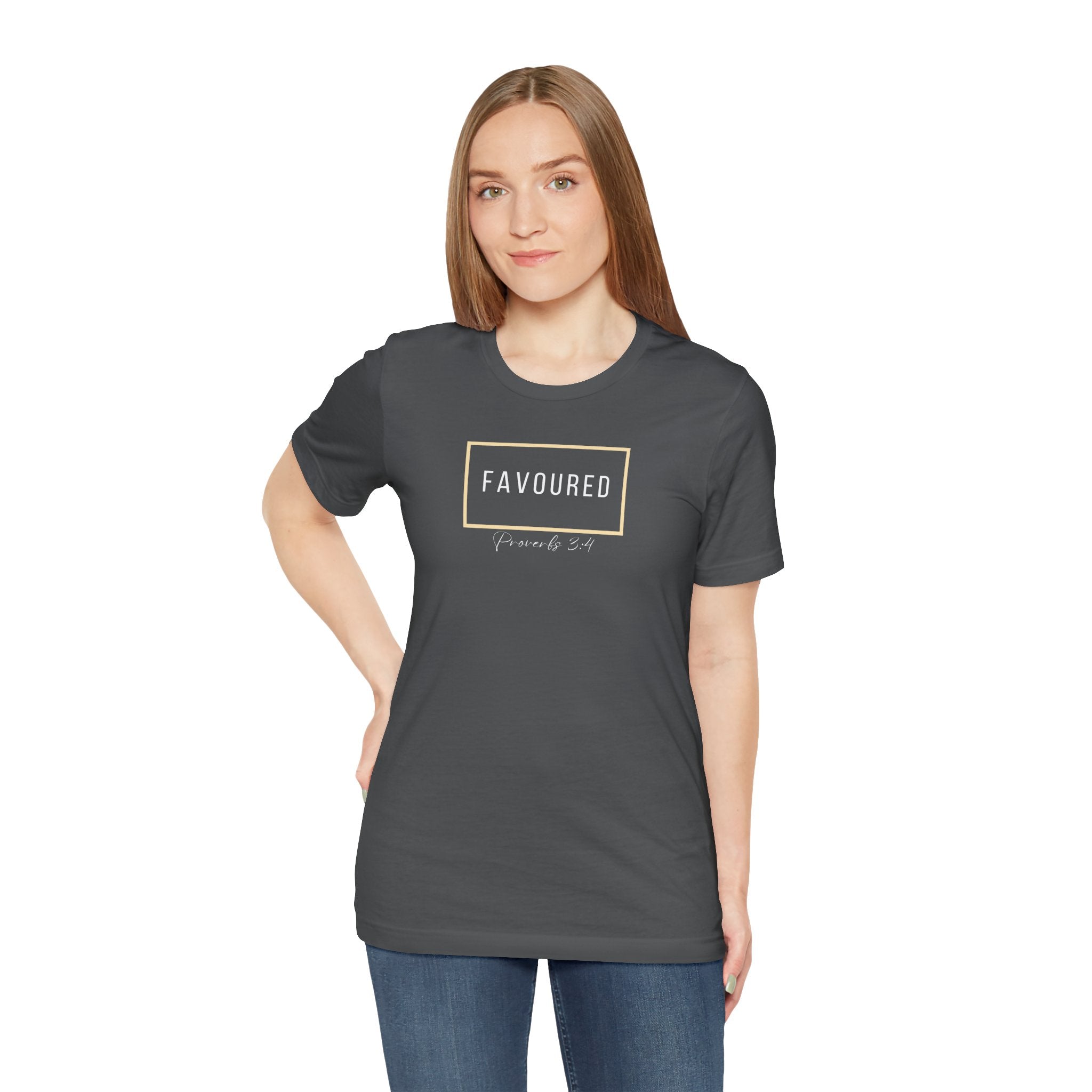 Favoured Christian T-Shirt – Proverbs 3:4 Scripture Tee | Faith-Based Unisex Shirt