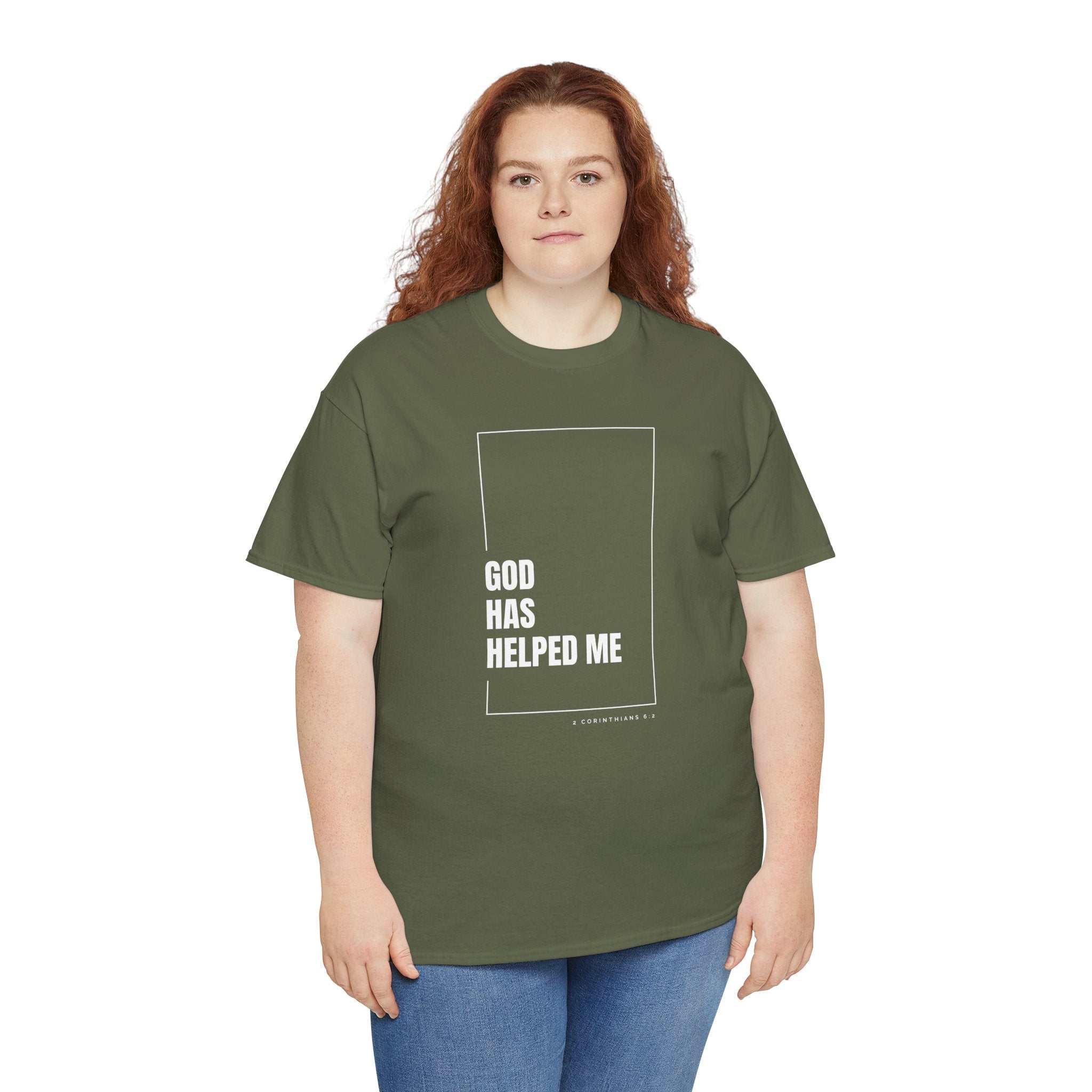 God Has Helped Me Christian T-Shirt – 2 Corinthians 6:2 Faith Tee | Unisex Heavy Cotton Shirt