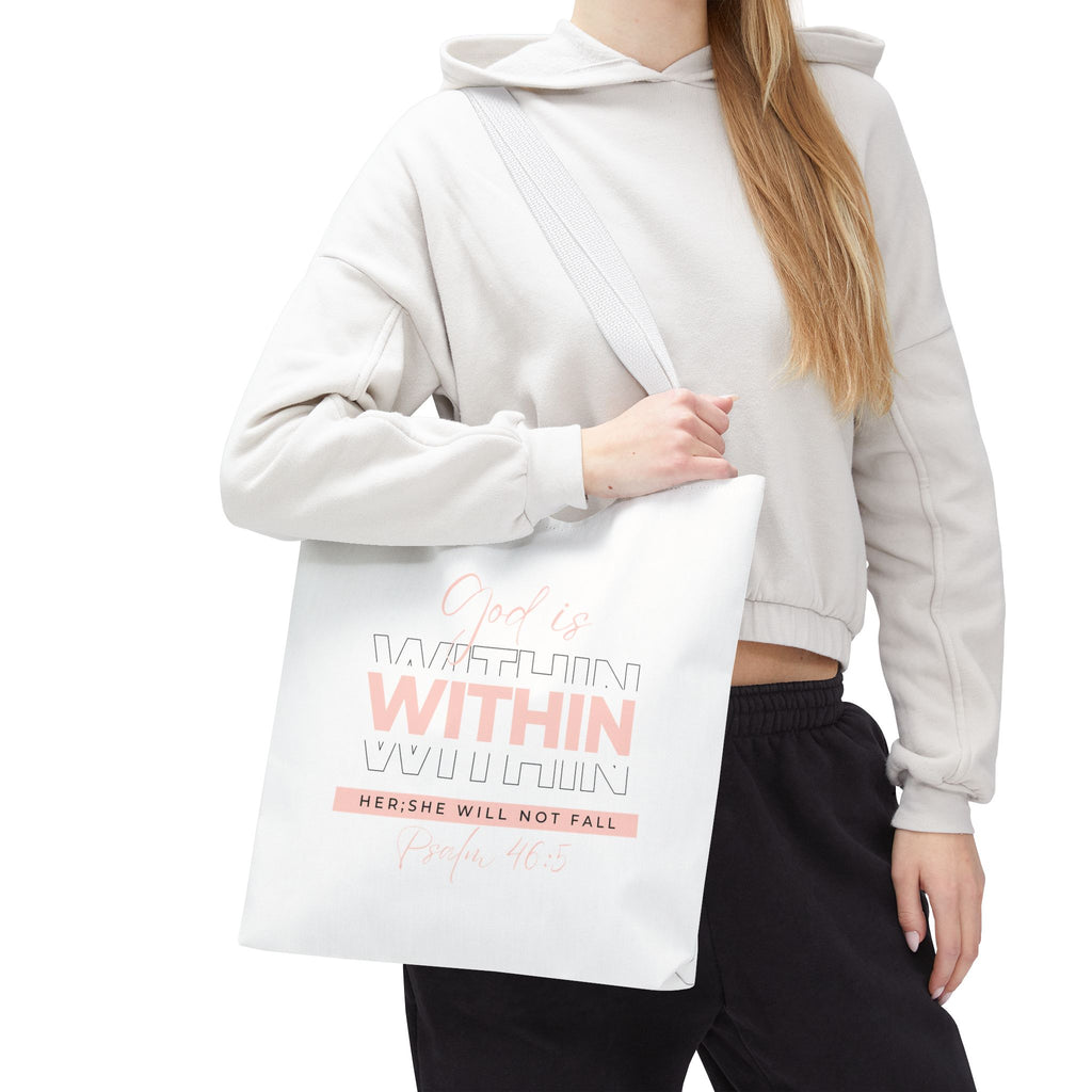 God Is Within Her Tote Bag – Psalm 46:5 Christian Scripture Tote for Women