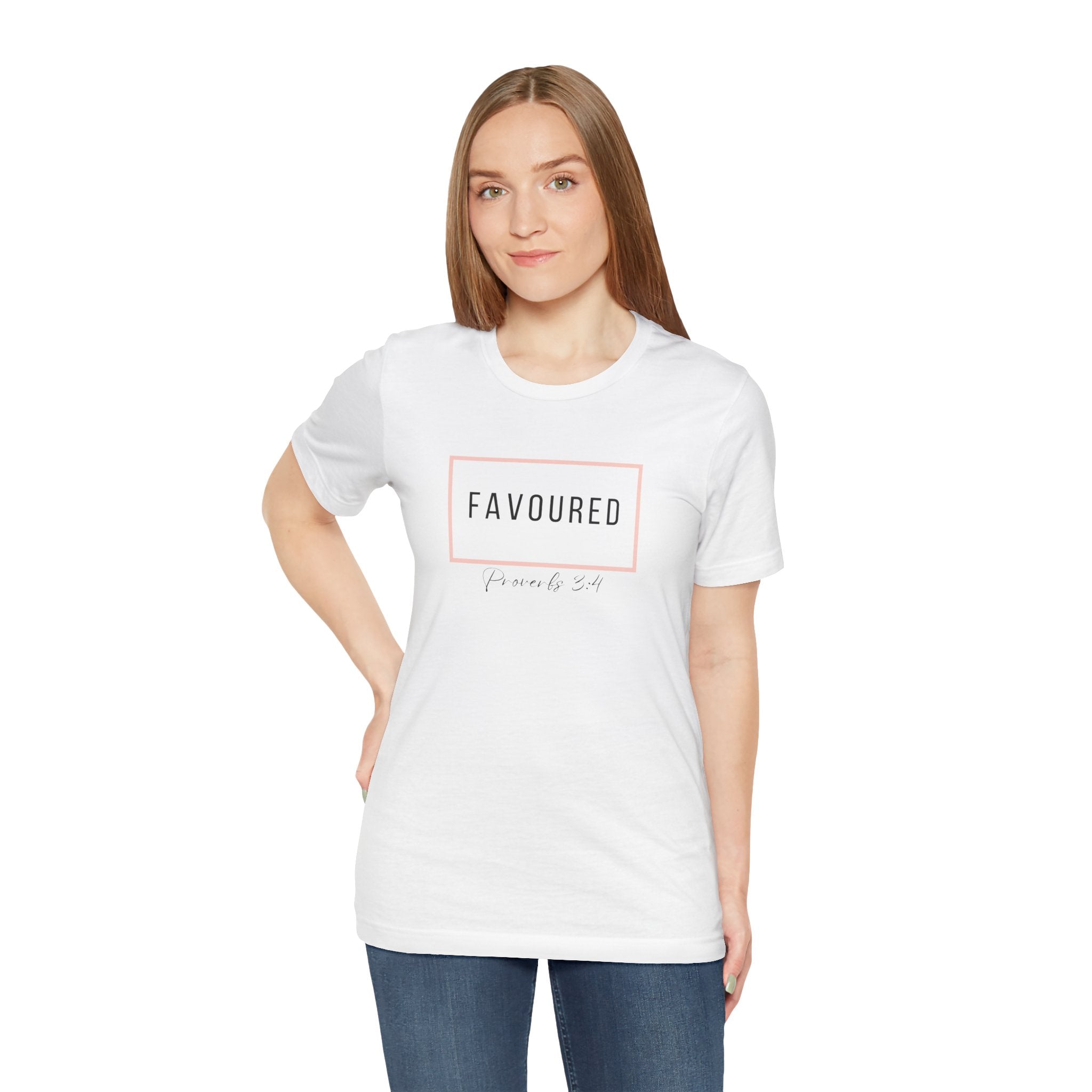 Favoured Christian T-Shirt – Proverbs 3:4 Scripture Tee | Faith-Based Unisex Shirt