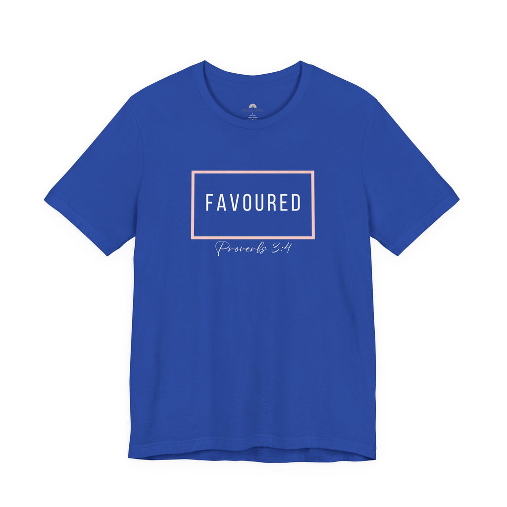 Favoured Christian T-Shirt – Proverbs 3:4 Scripture Tee | Faith-Based Unisex Shirt
