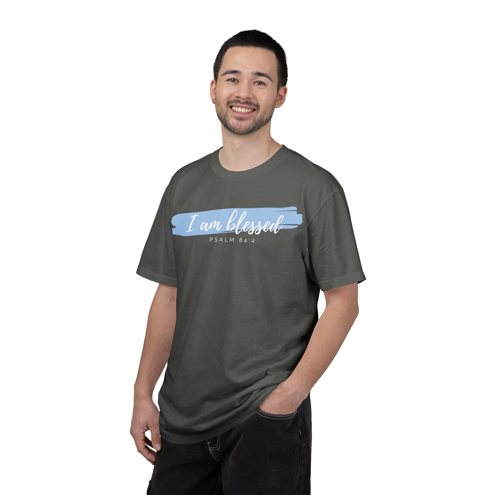 I Am Blessed Christian T-Shirt — Psalm 84:4 Scripture Tee | Garment-Dyed Faith Shirt