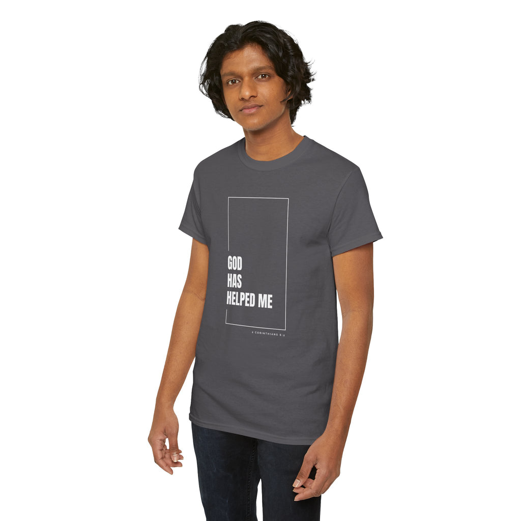 God Has Helped Me Christian T-Shirt – 2 Corinthians 6:2 Faith Tee | Unisex Heavy Cotton Shirt
