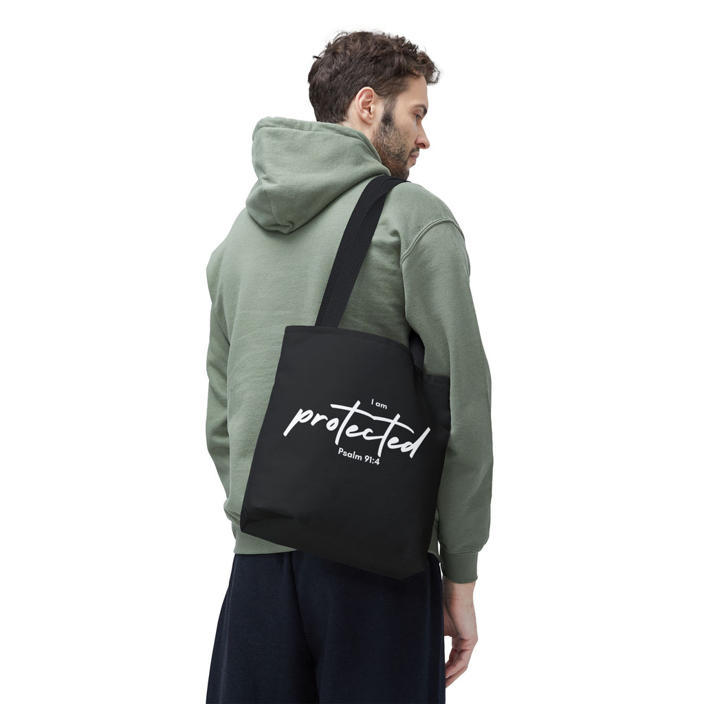 I Am Protected Tote Bag — Psalm 91:4 Christian Scripture Canvas Tote | Faith-Based Carryall
