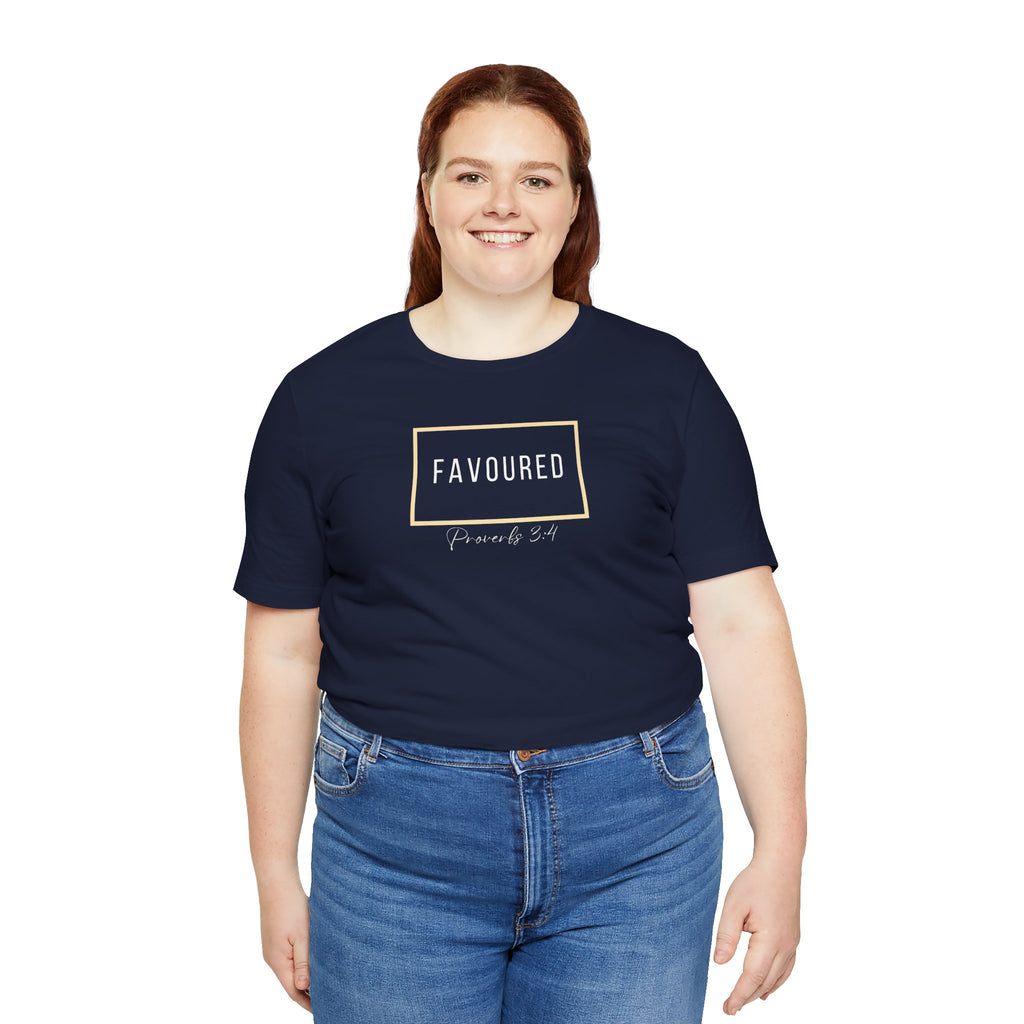 Favoured Christian T-Shirt – Proverbs 3:4 Scripture Tee | Faith-Based Unisex Shirt