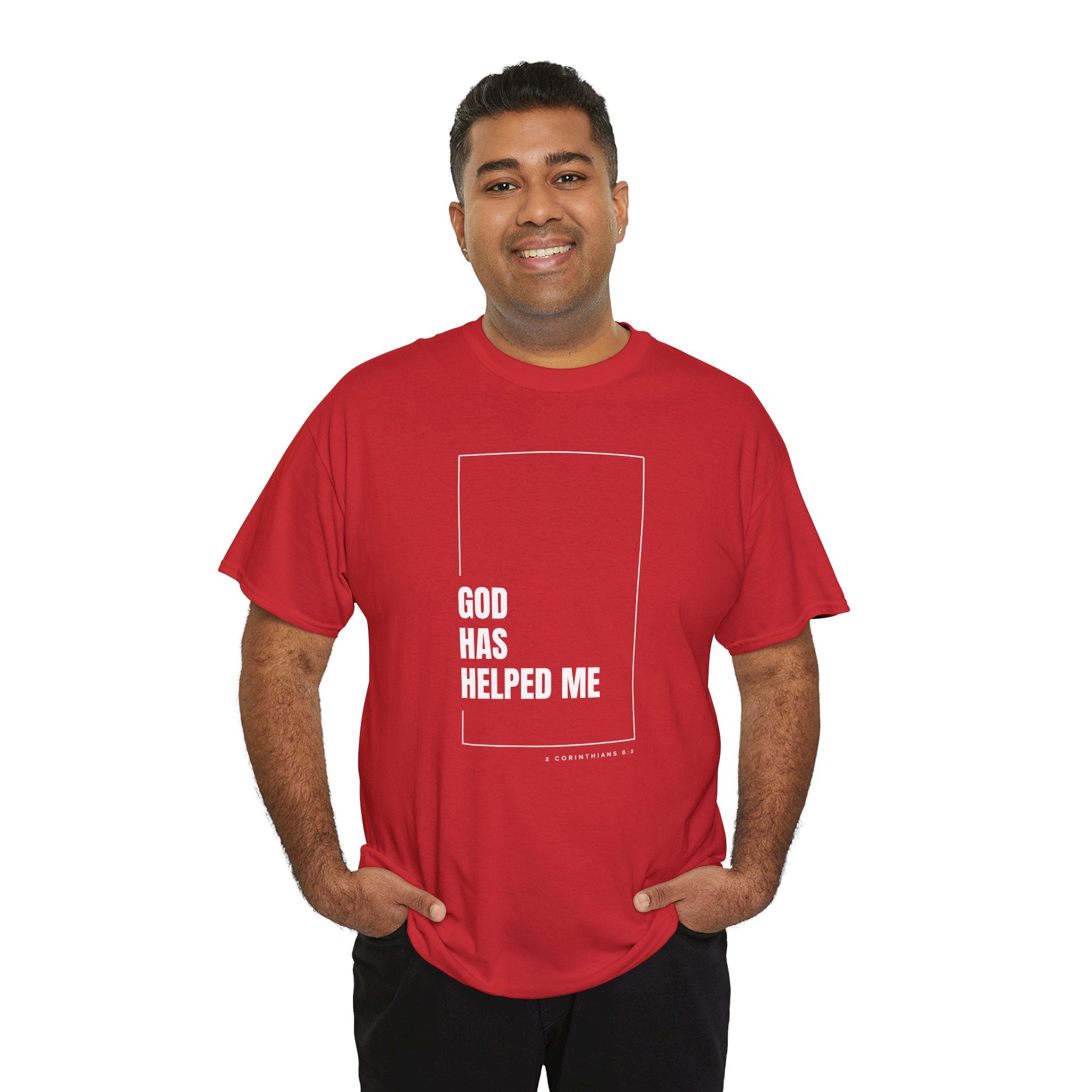 God Has Helped Me Christian T-Shirt – 2 Corinthians 6:2 Faith Tee | Unisex Heavy Cotton Shirt