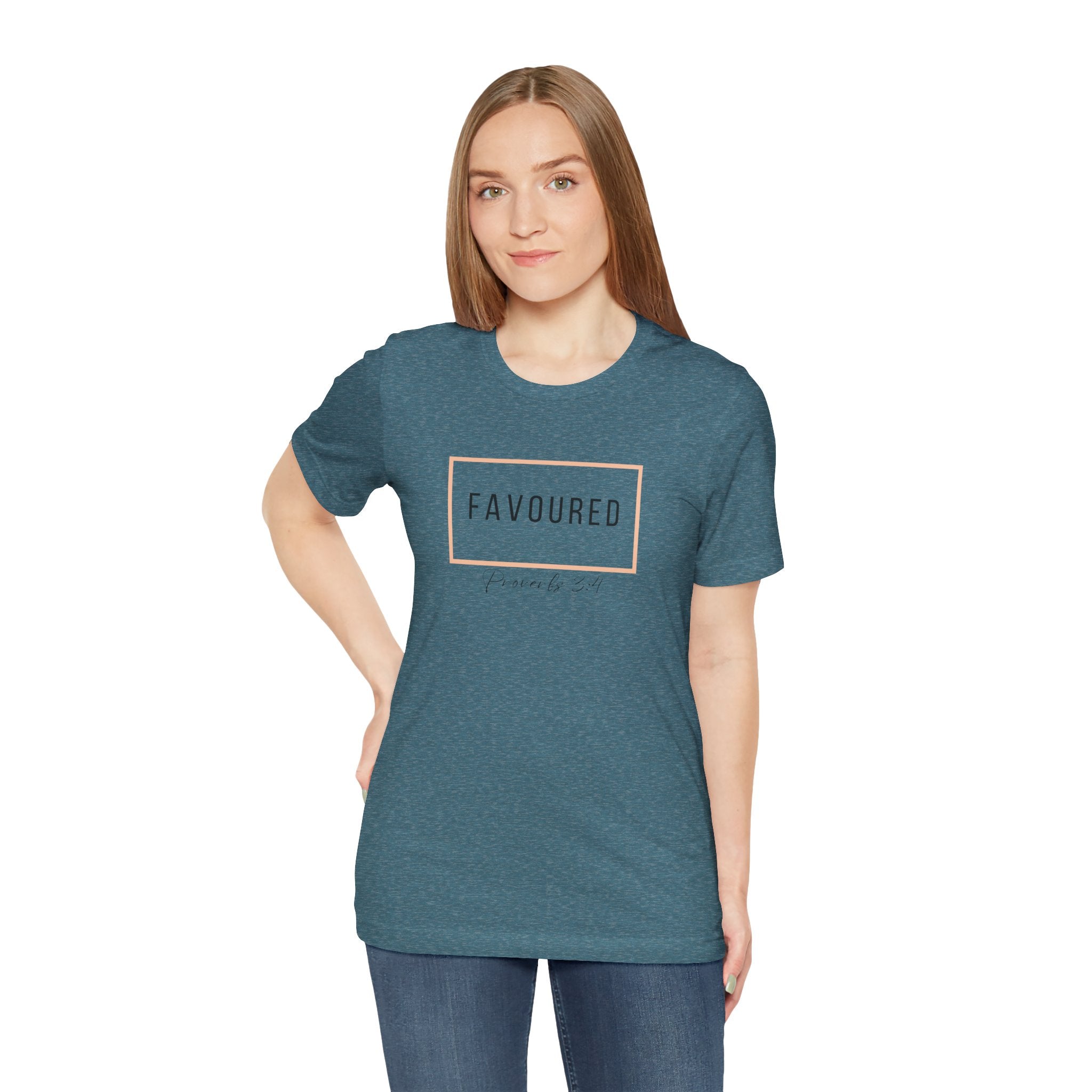 Favoured Christian T-Shirt – Proverbs 3:4 Scripture Tee | Faith-Based Unisex Shirt