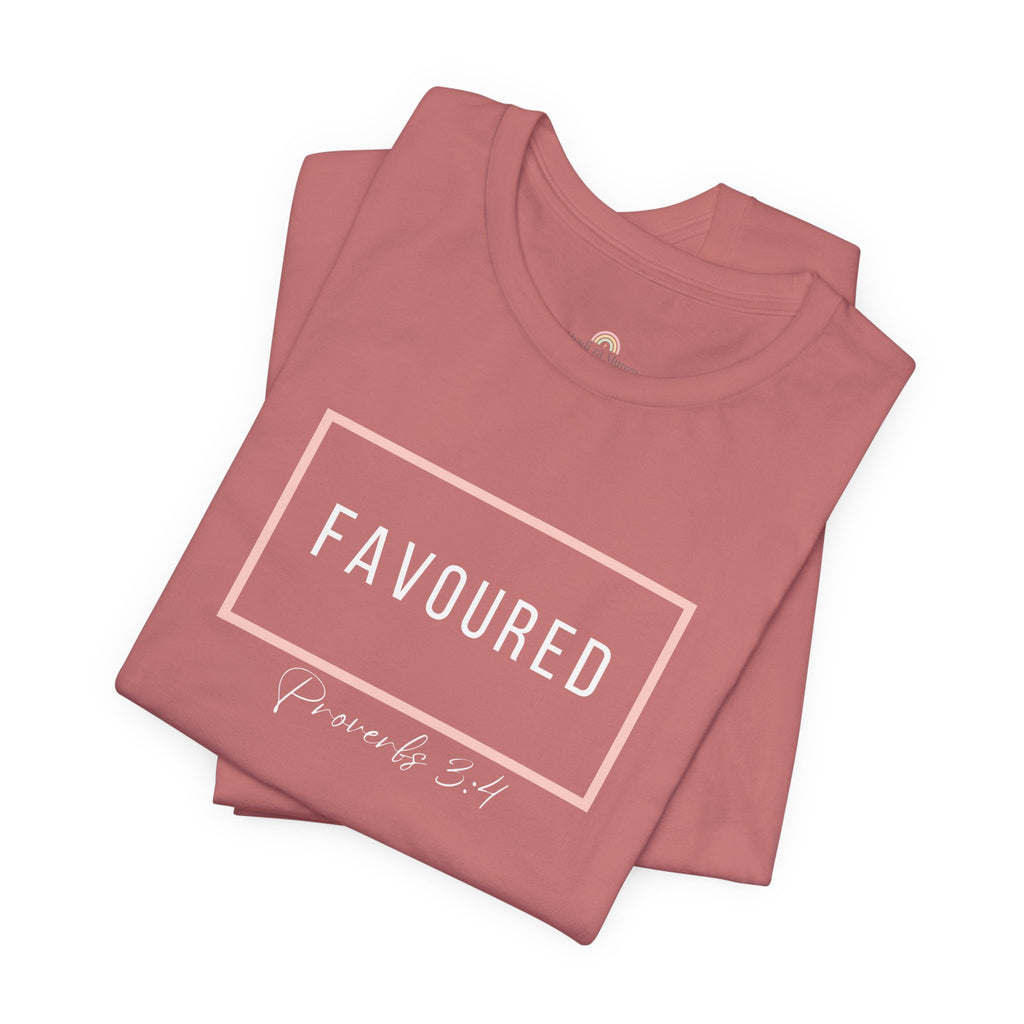 Favoured Christian T-Shirt – Proverbs 3:4 Scripture Tee | Faith-Based Unisex Shirt