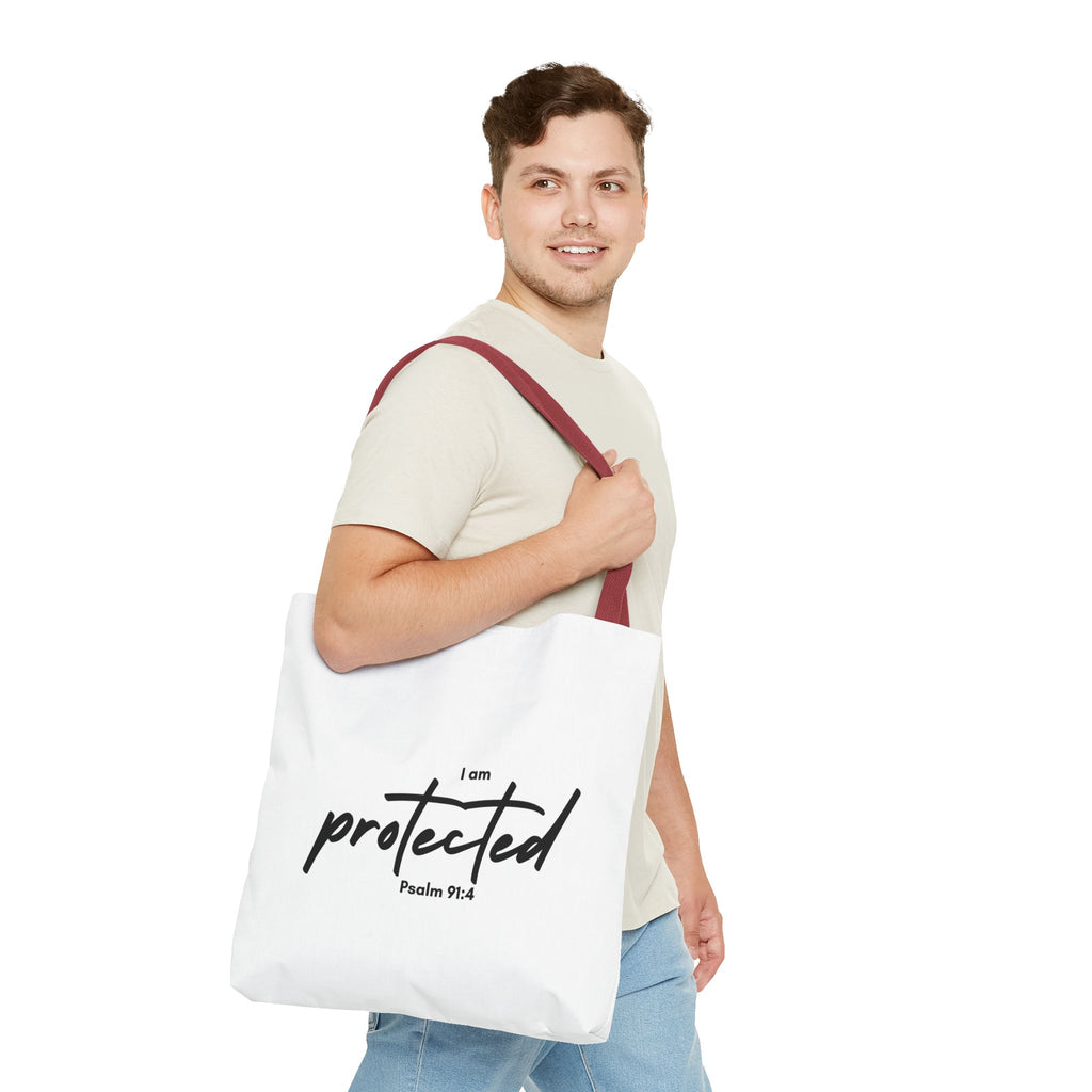 I Am Protected Tote Bag — Psalm 91:4 Christian Scripture Canvas Tote | Faith-Based Carryall