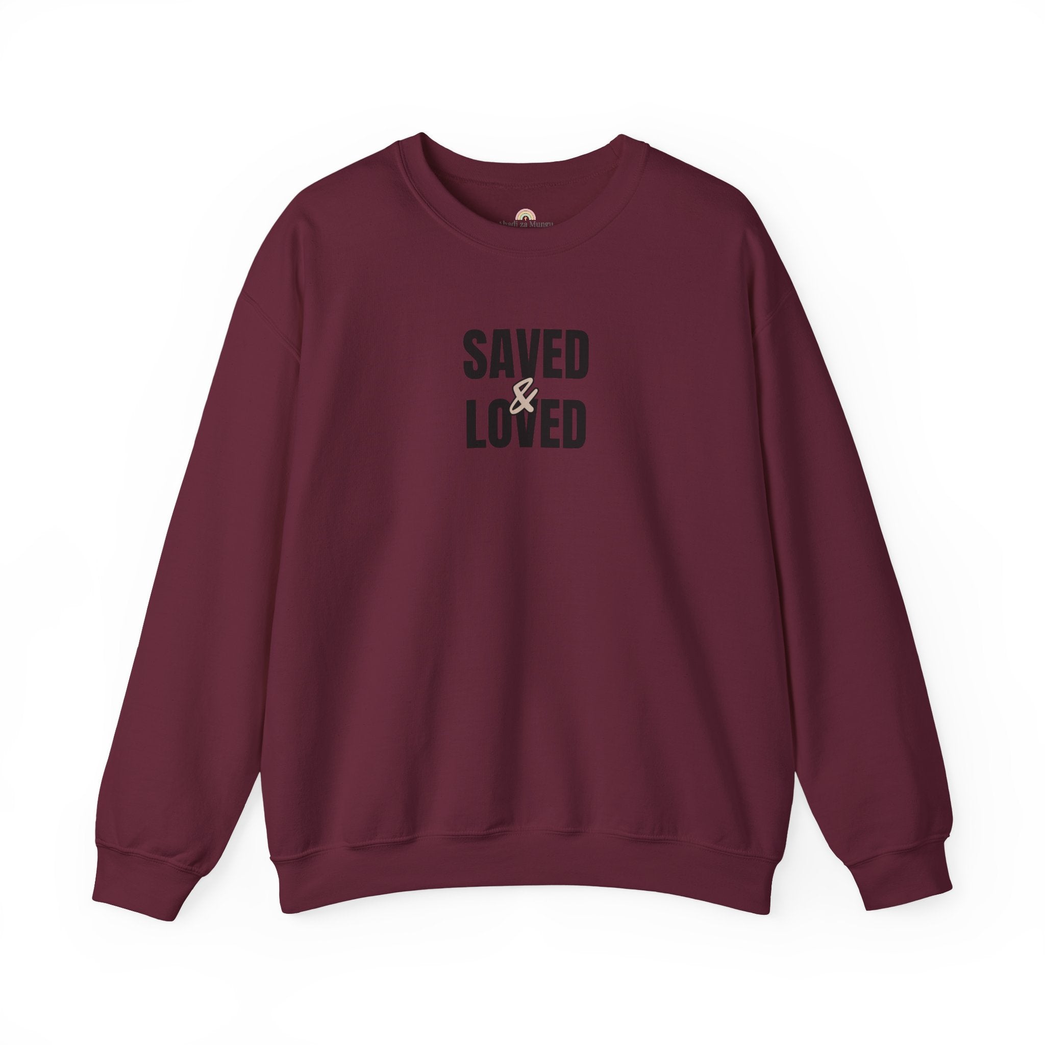 Saved & Loved Crewneck Sweatshirt — Psalm 91:16 Christian Faith Sweatshirt