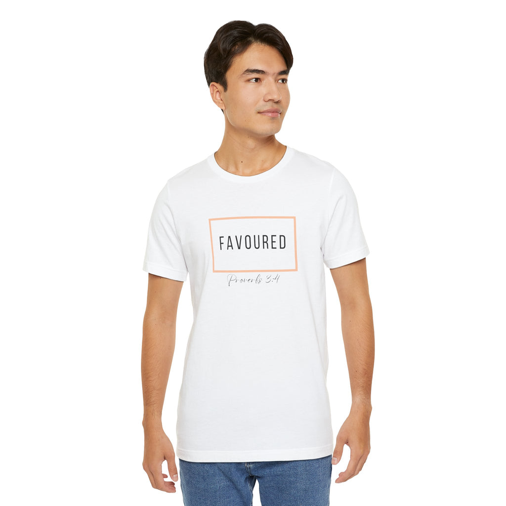 Favoured Christian T-Shirt – Proverbs 3:4 Scripture Tee | Faith-Based Unisex Shirt