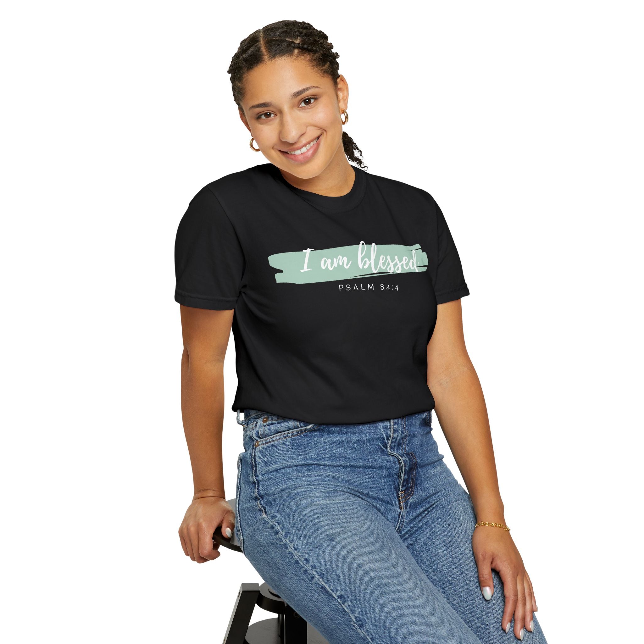 I Am Blessed Christian T-Shirt — Psalm 84:4 Scripture Tee | Garment-Dyed Faith Shirt
