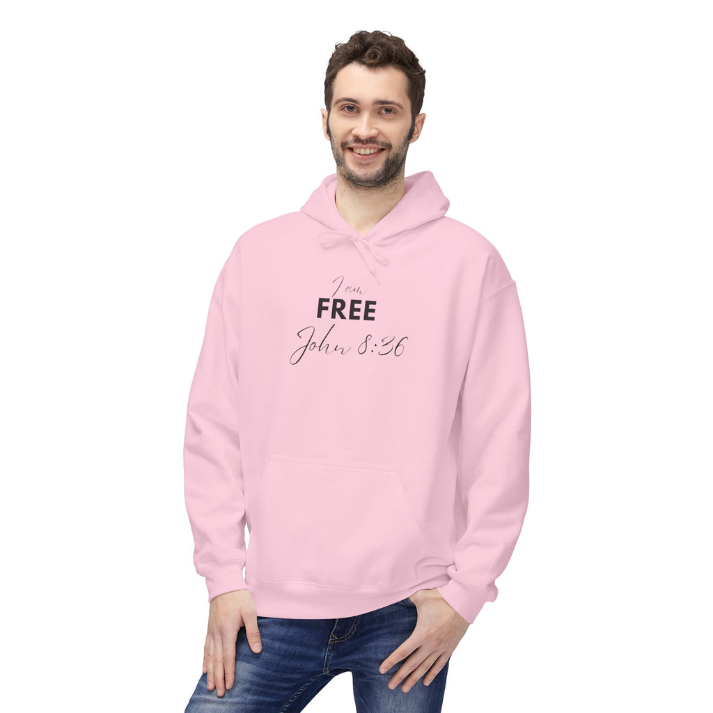 I Am Free Hoodie – John 8:36 Christian Scripture Hoodie | Faith-Based Inspirational Pullover