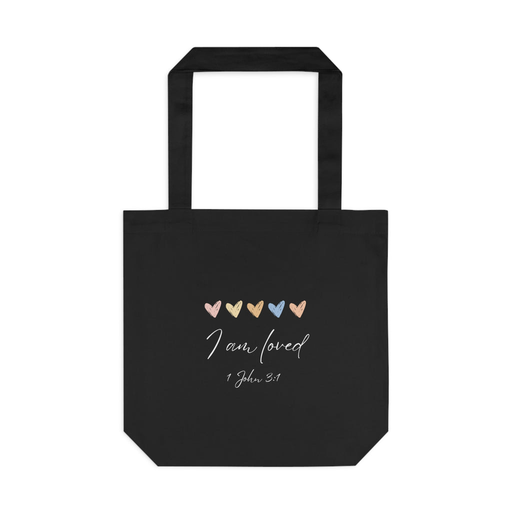 I Am Loved Tote Bag – 1 John 3:1 Christian Cotton Scripture Tote