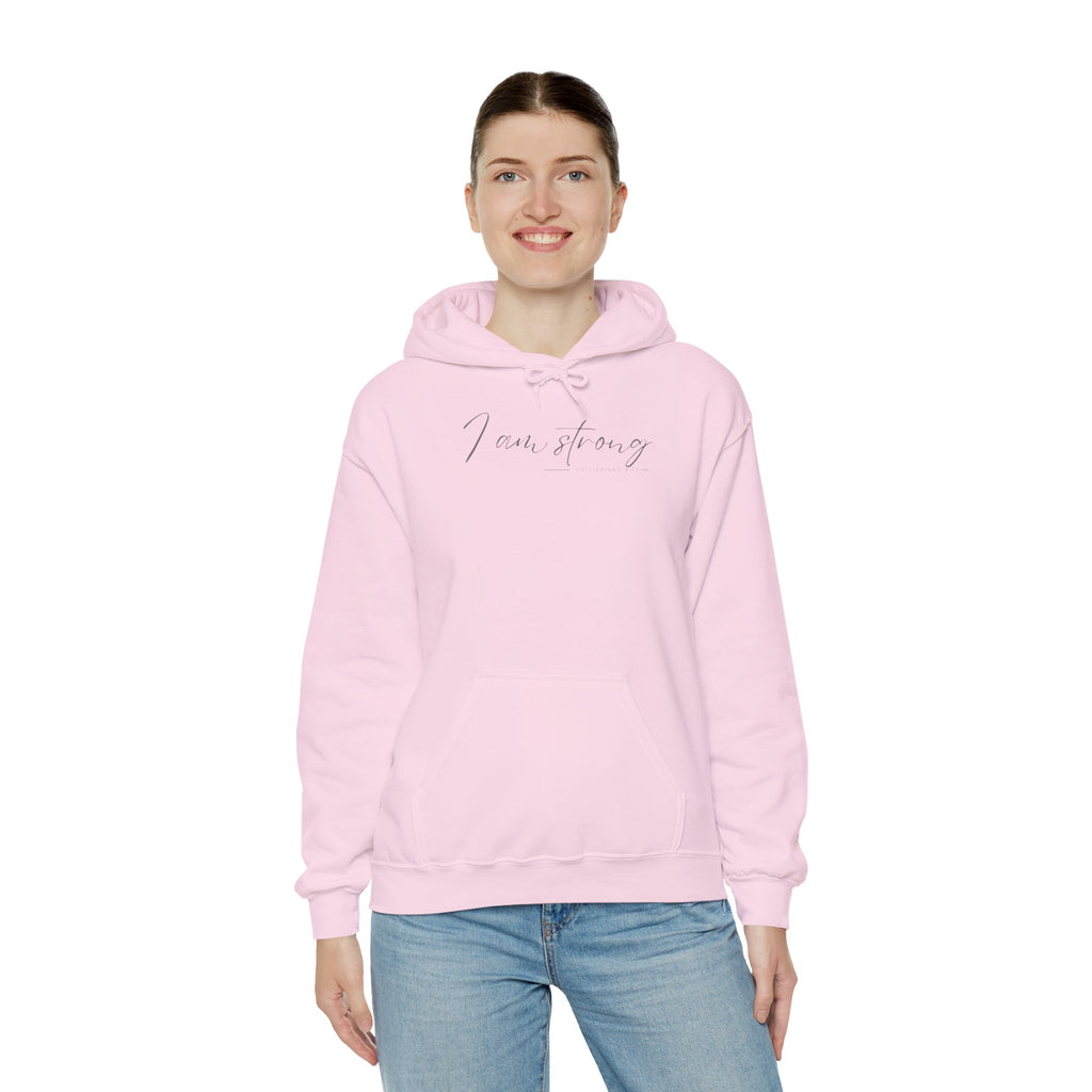I Am Strong Hoodie – Philippians 4:13 Christian Unisex Faith Sweatshirt