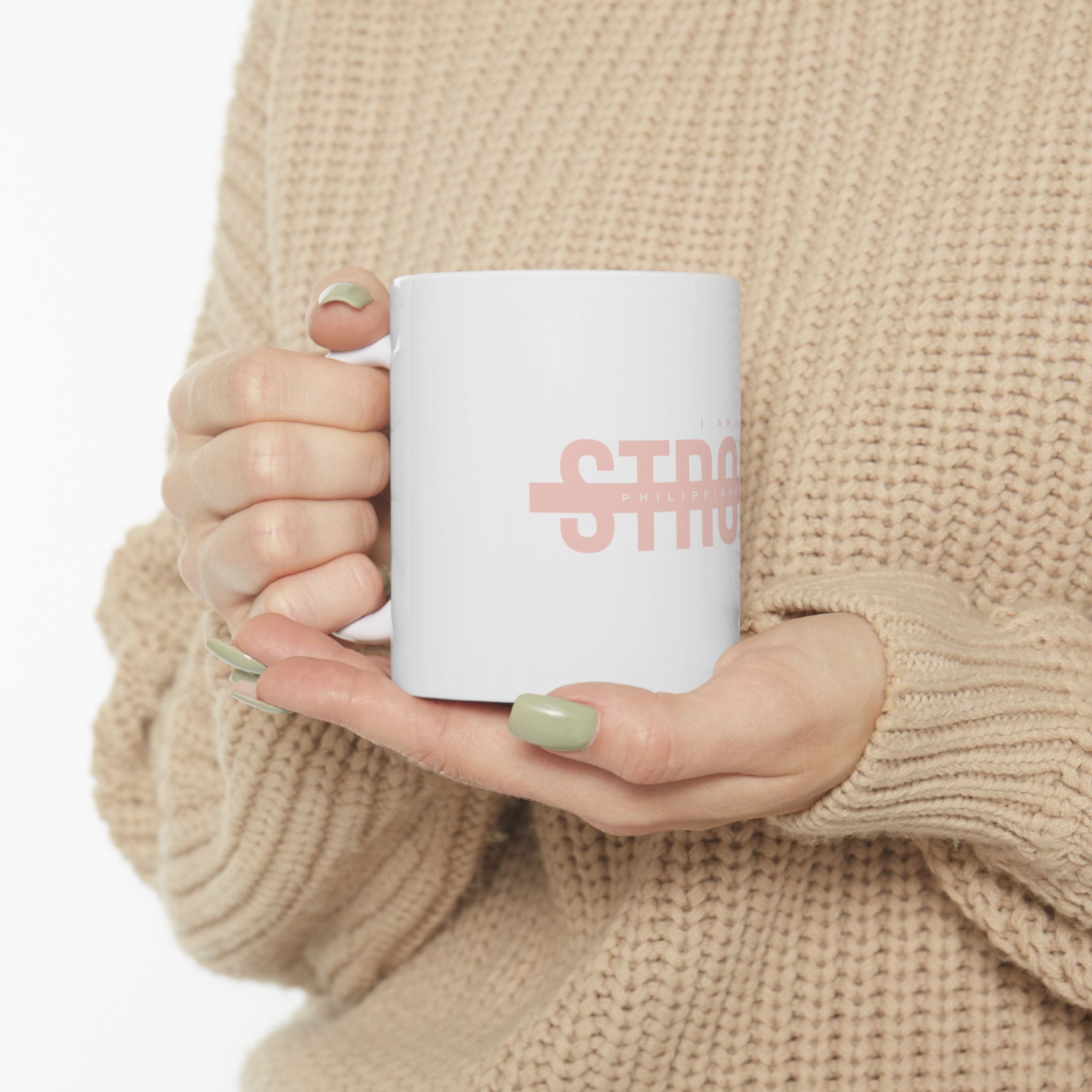 I Am Strong Ceramic Mug – Christian Scripture Coffee Cup (Philippians 4:13) | Faith Inspirational Mug (11oz/15oz)
