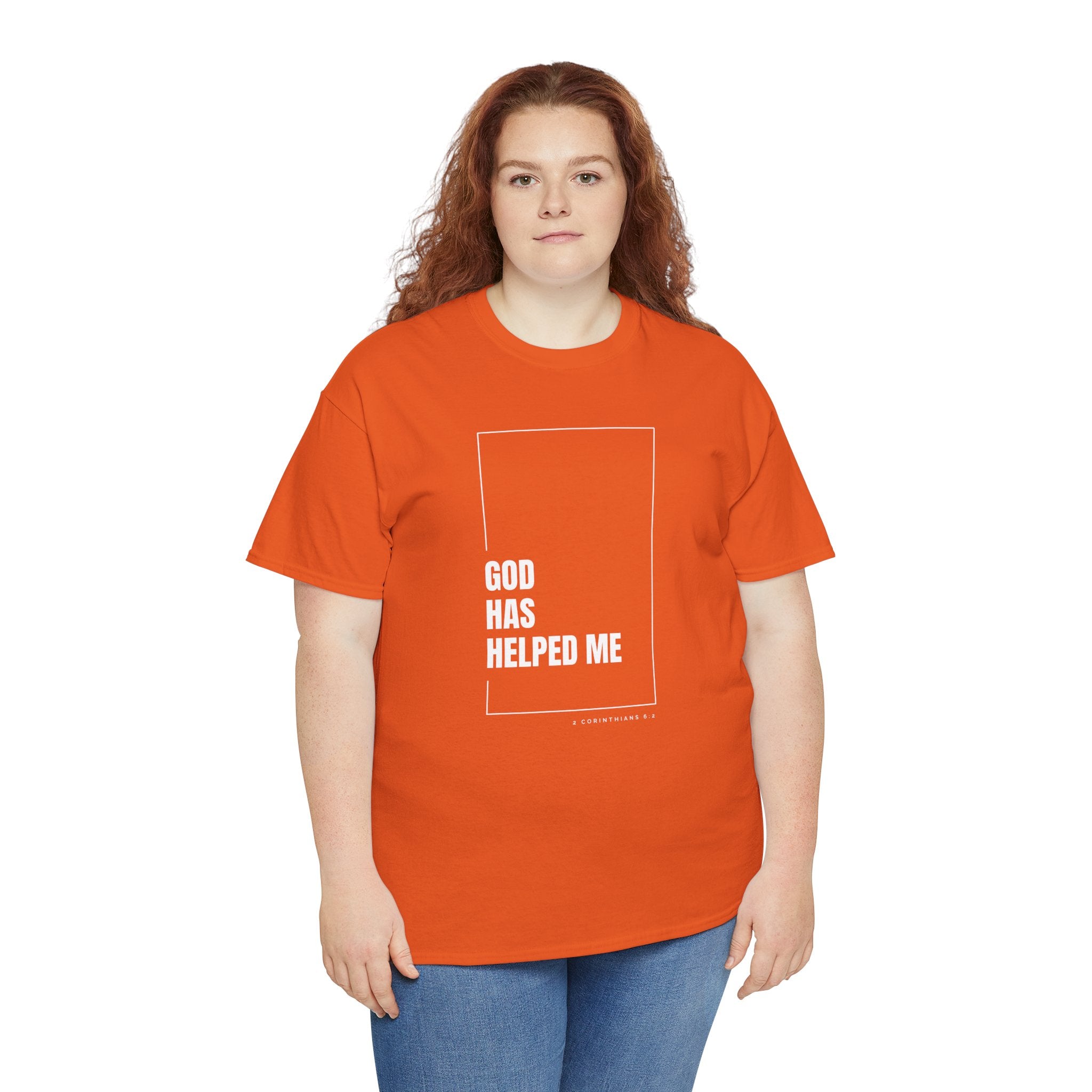 God Has Helped Me Christian T-Shirt – 2 Corinthians 6:2 Faith Tee | Unisex Heavy Cotton Shirt