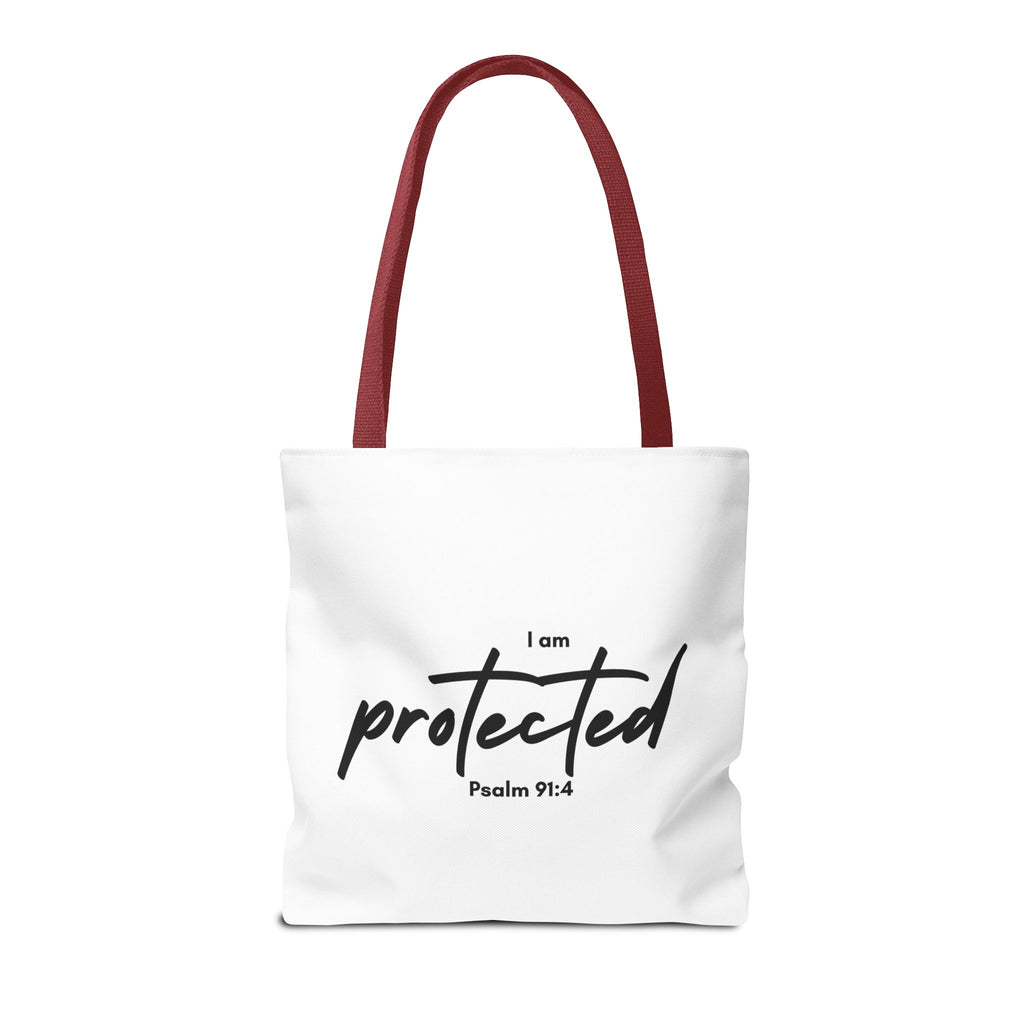 I Am Protected Tote Bag — Psalm 91:4 Christian Scripture Canvas Tote | Faith-Based Carryall