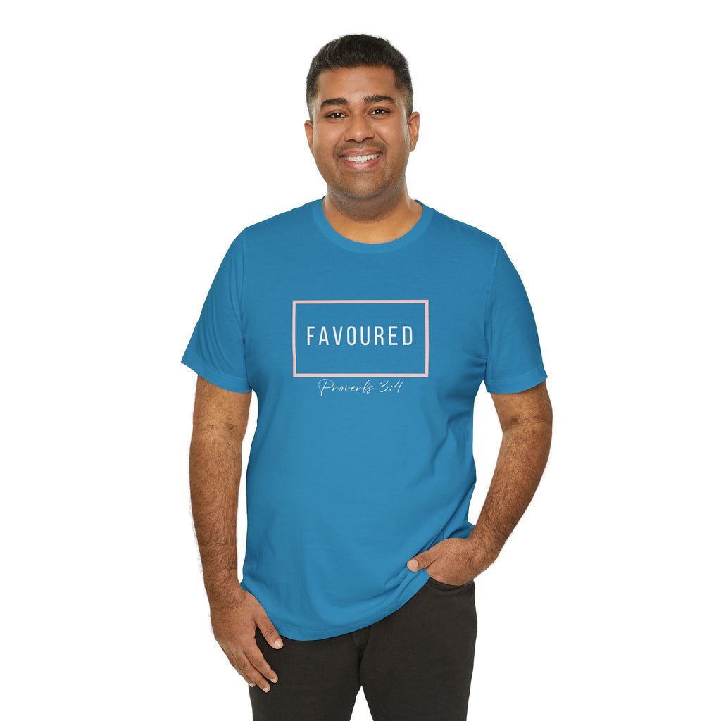 Favoured Christian T-Shirt – Proverbs 3:4 Scripture Tee | Faith-Based Unisex Shirt