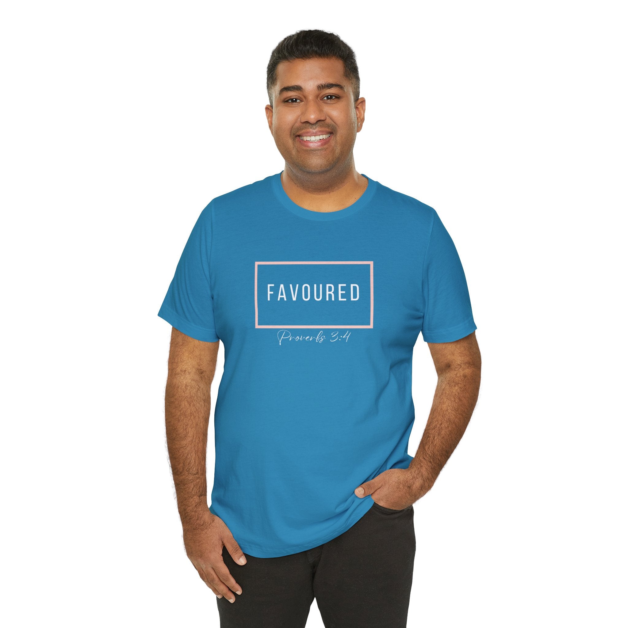 Favoured Christian T-Shirt – Proverbs 3:4 Scripture Tee | Faith-Based Unisex Shirt