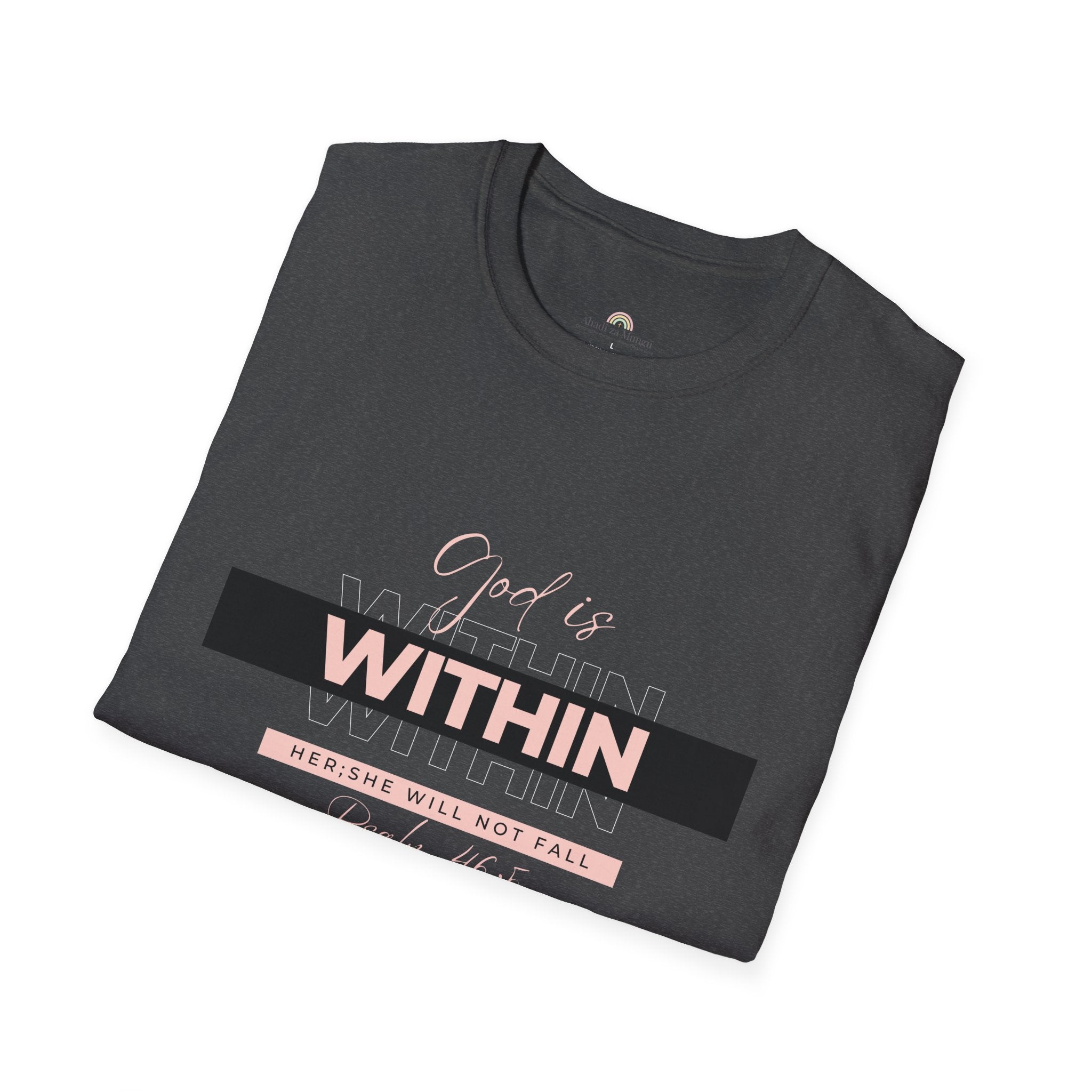 Christian T-Shirt – God Is Within Her (Psalm 46:5) – Inspirational Bible Verse Tee, Faith Apparel for Women