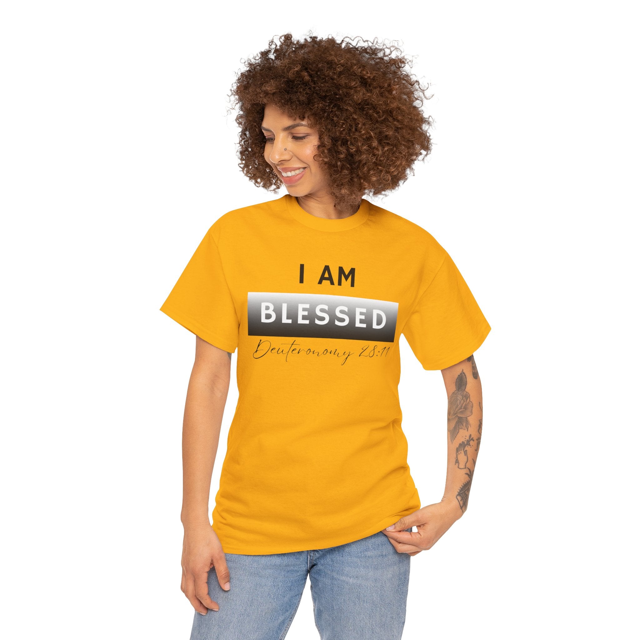 I Am Blessed Christian T-Shirt — Deuteronomy 28:11 Scripture Faith Tee