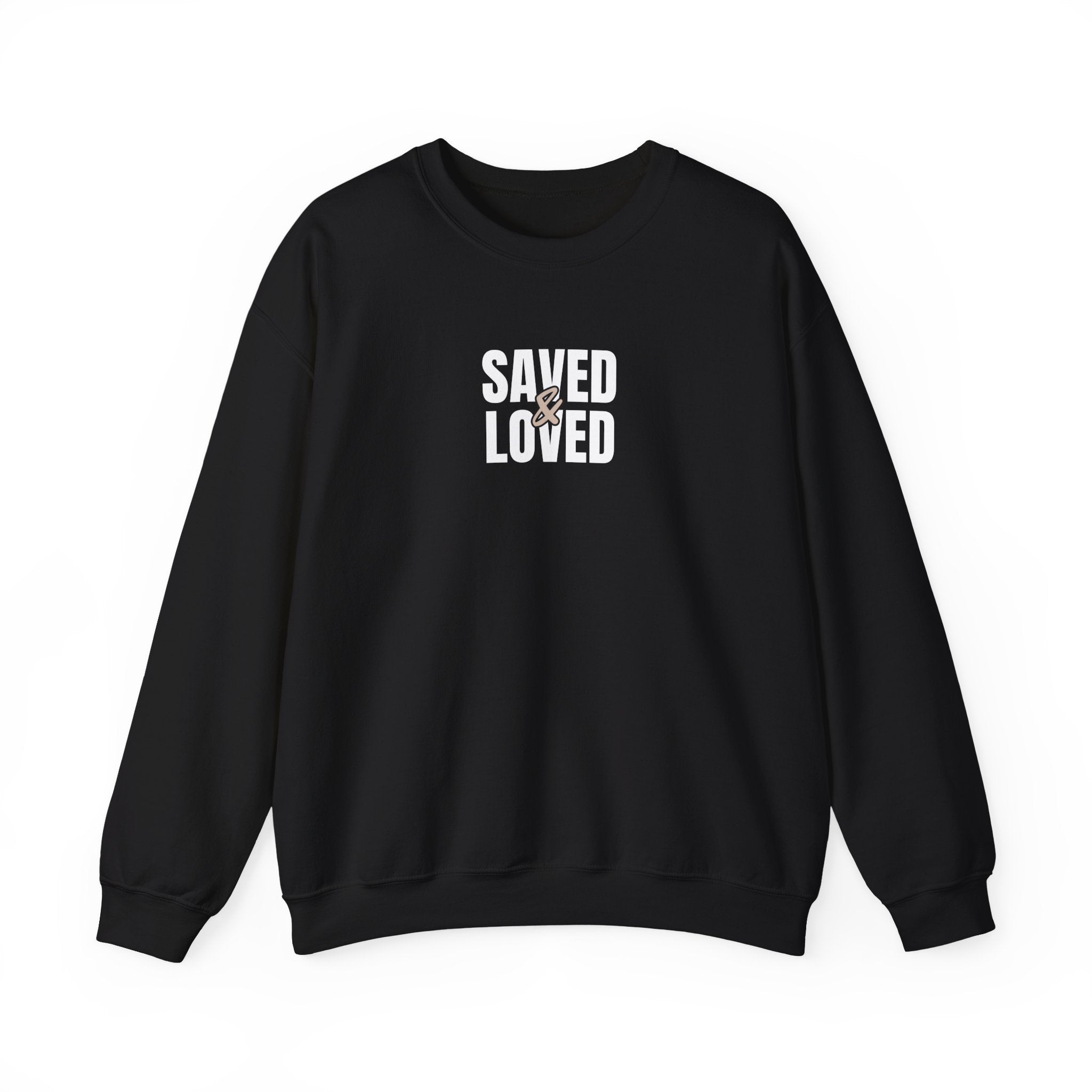 Saved & Loved Crewneck Sweatshirt — Psalm 91:16 Christian Faith Sweatshirt