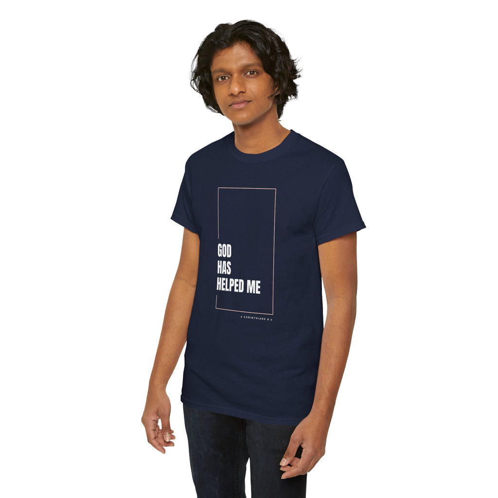 God Has Helped Me Christian T-Shirt – 2 Corinthians 6:2 Faith Tee | Unisex Heavy Cotton Shirt